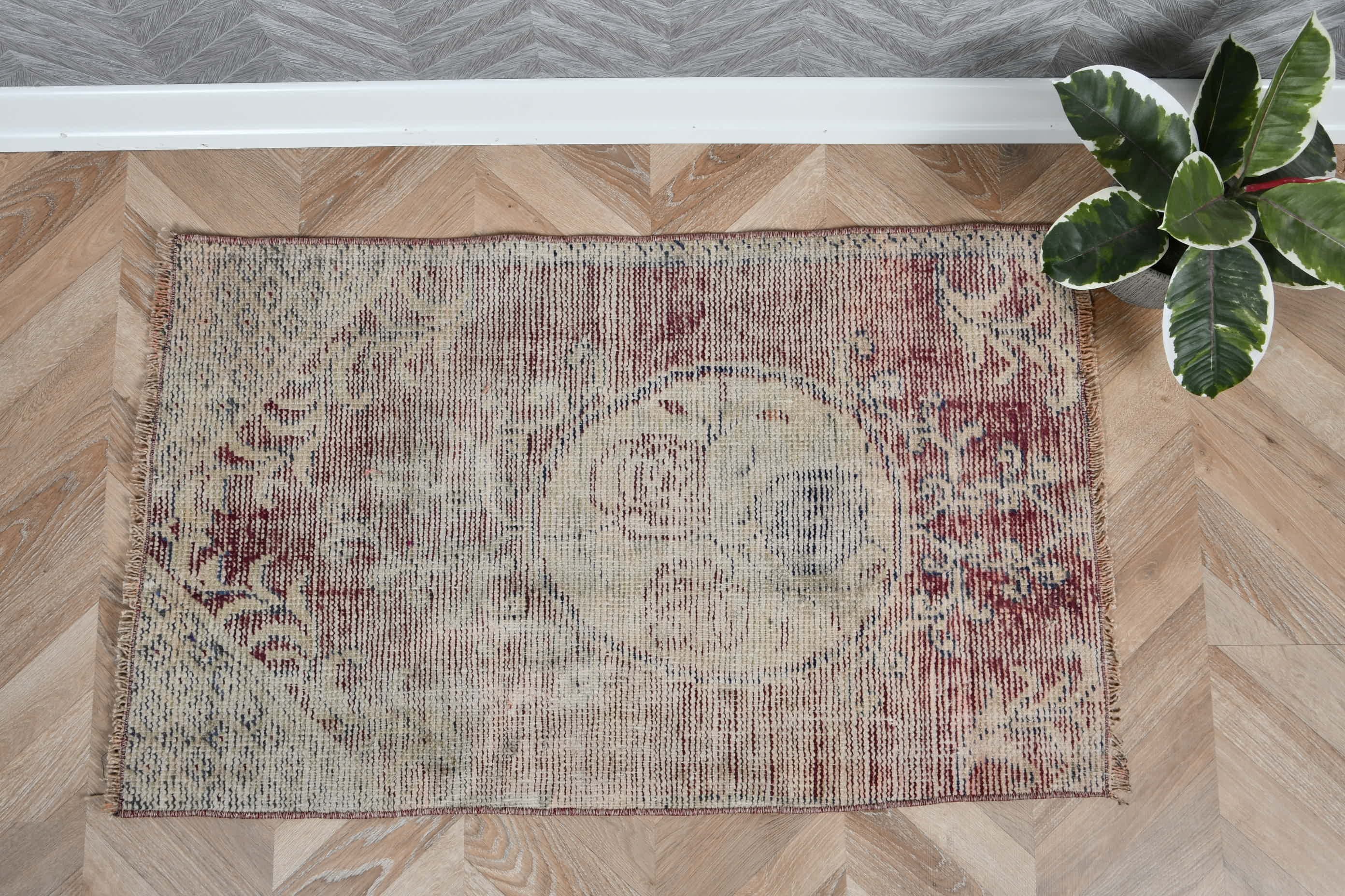 Door Mat Rug, Turkish Rug, Bohemian Rug, Kitchen Rugs, Bathroom Rugs, Beige Oriental Rug, 2x3.2 ft Small Rug, Vintage Rug