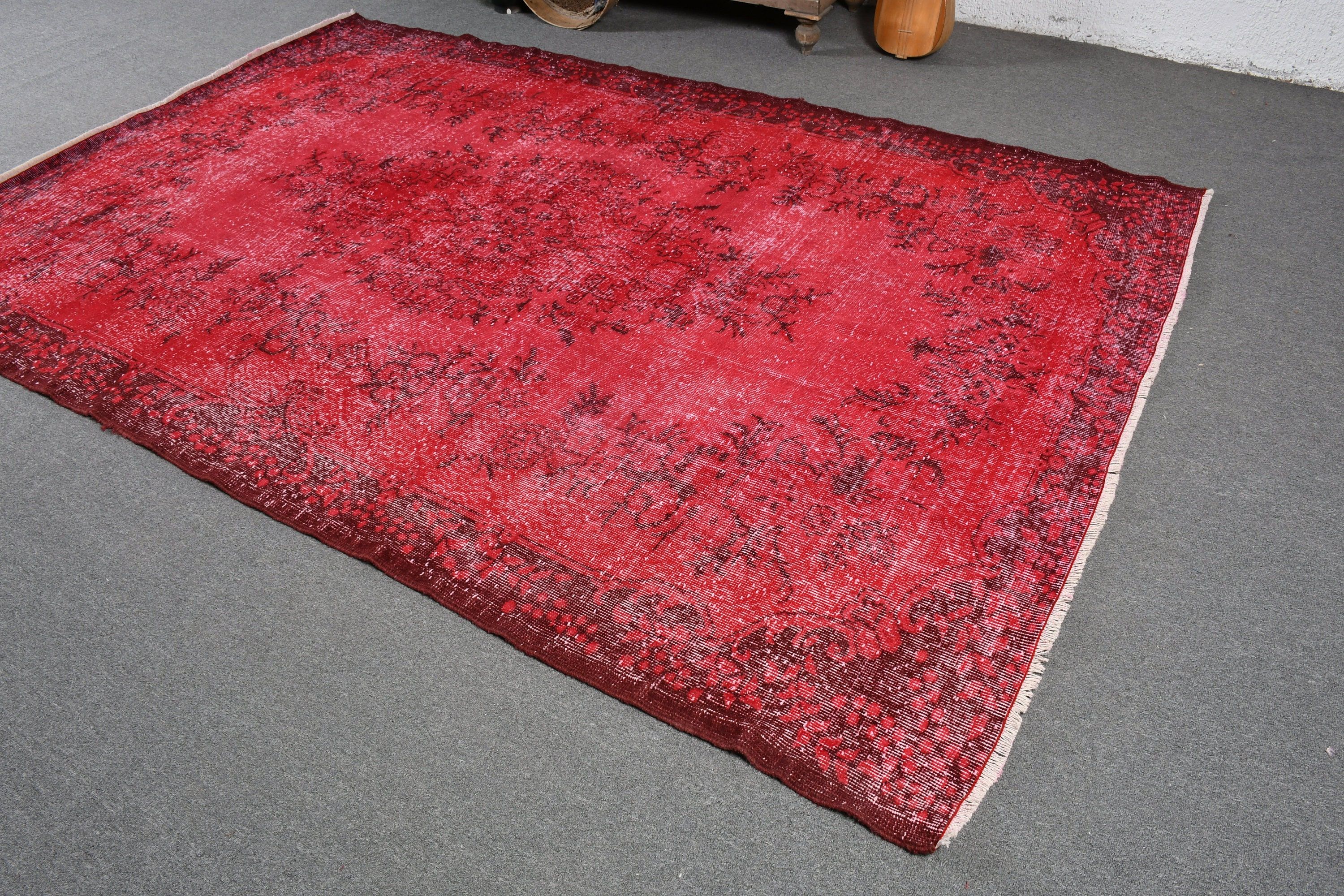 Rugs for Salon, Dining Room Rug, 6.2x9.1 ft Large Rug, Wool Rugs, Cool Rug, Large Area Rug Rugs, Vintage Rug, Red Bedroom Rug, Turkish Rugs