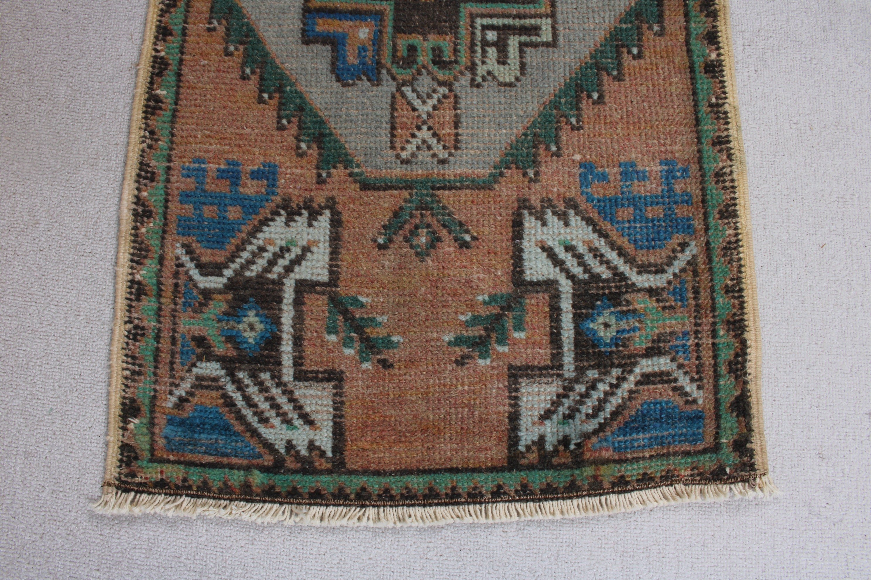 Kahverengi 1.6x3.1 ft Küçük Halı, Vintage Halılar, Fas Halıları, Duvara Asılı Halı, Anadolu Halıları, Boho Halısı, Türk Halısı, Çocuk Halısı