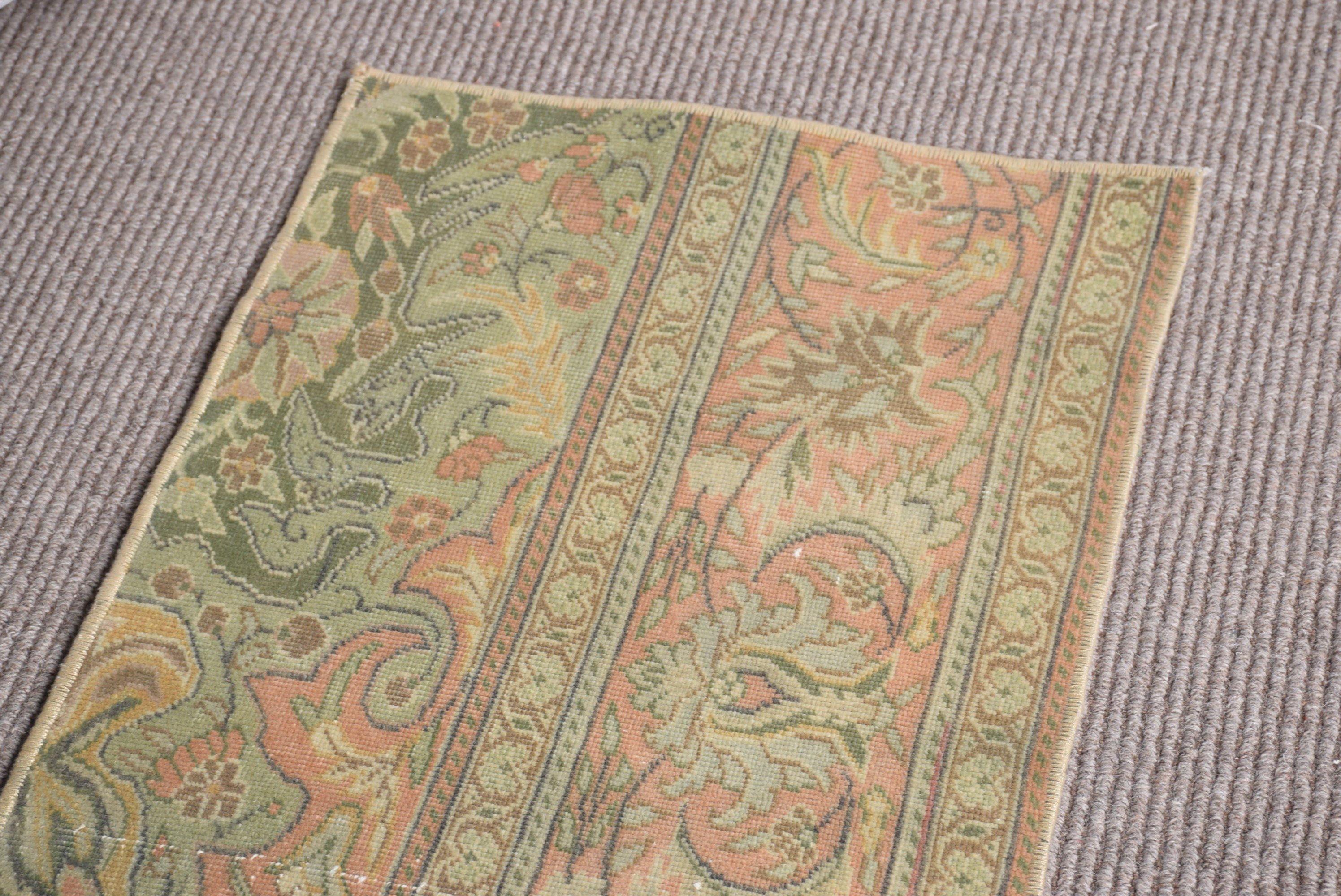 Home Decor Rugs, Pink Home Decor Rugs, Bath Rug, Office Rug, Vintage Rug, 1.5x3.2 ft Small Rug, Antique Rugs, Turkish Rug, Bathroom Rug