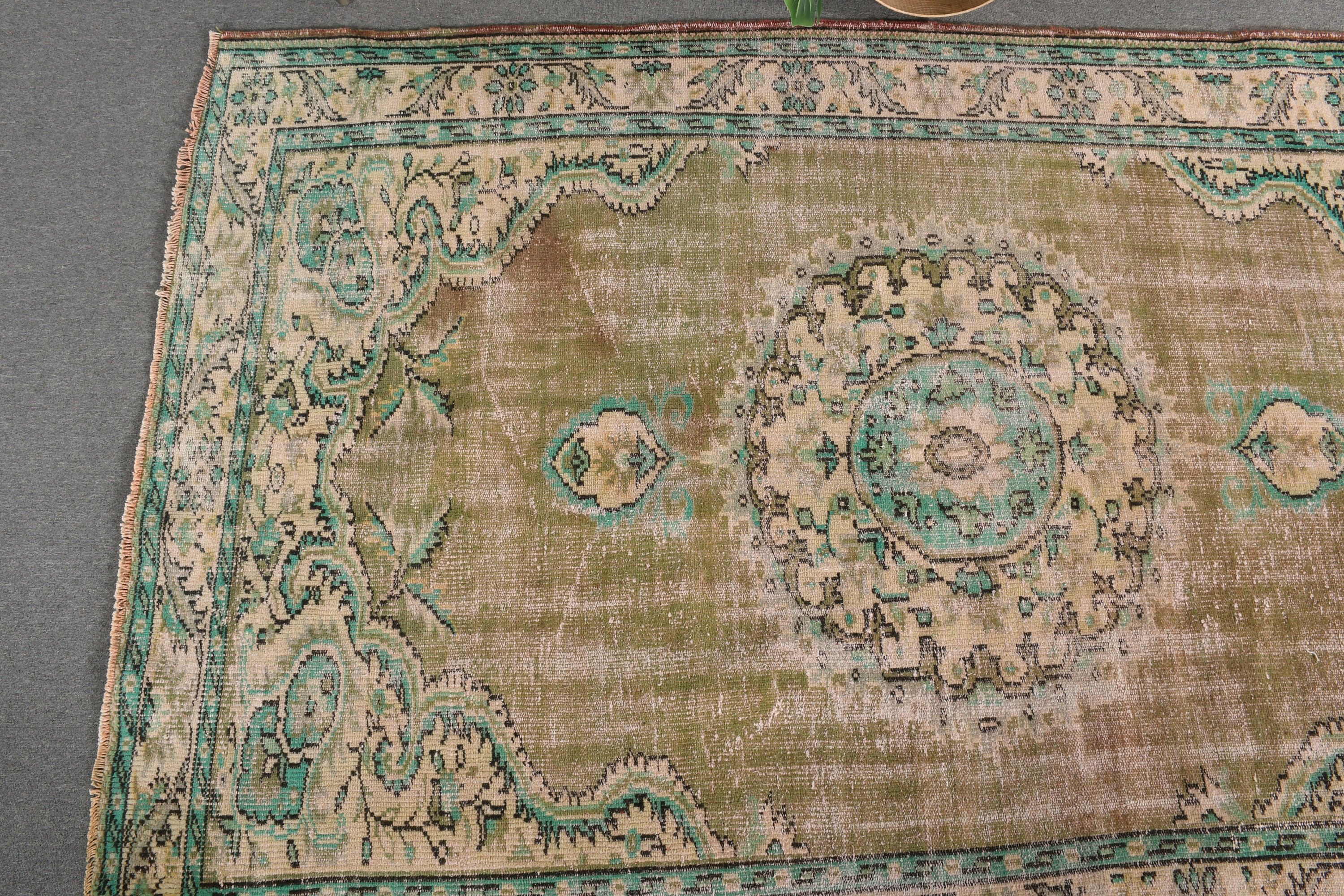 Anadolu Halısı, Oturma Odası Halısı, 6x9,1 ft Büyük Halı, Yeşil Oushak Halısı, Antika Halı, Boho Halısı, Vintage Halılar, Yemek Odası Halıları, Türk Halısı