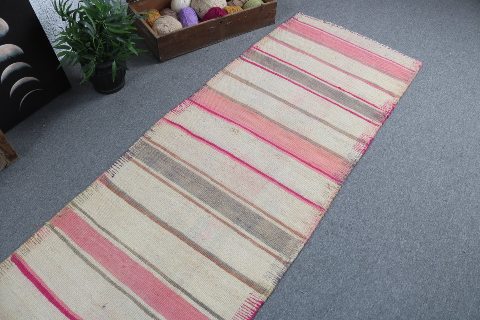 Neutral Rugs, Beni Ourain Runner Rug, Floor Rug, Turkish Rugs, Stair Rug, 2.7x11.2 ft Runner Rug, Beige Kitchen Rug, Boho Rug, Vintage Rug