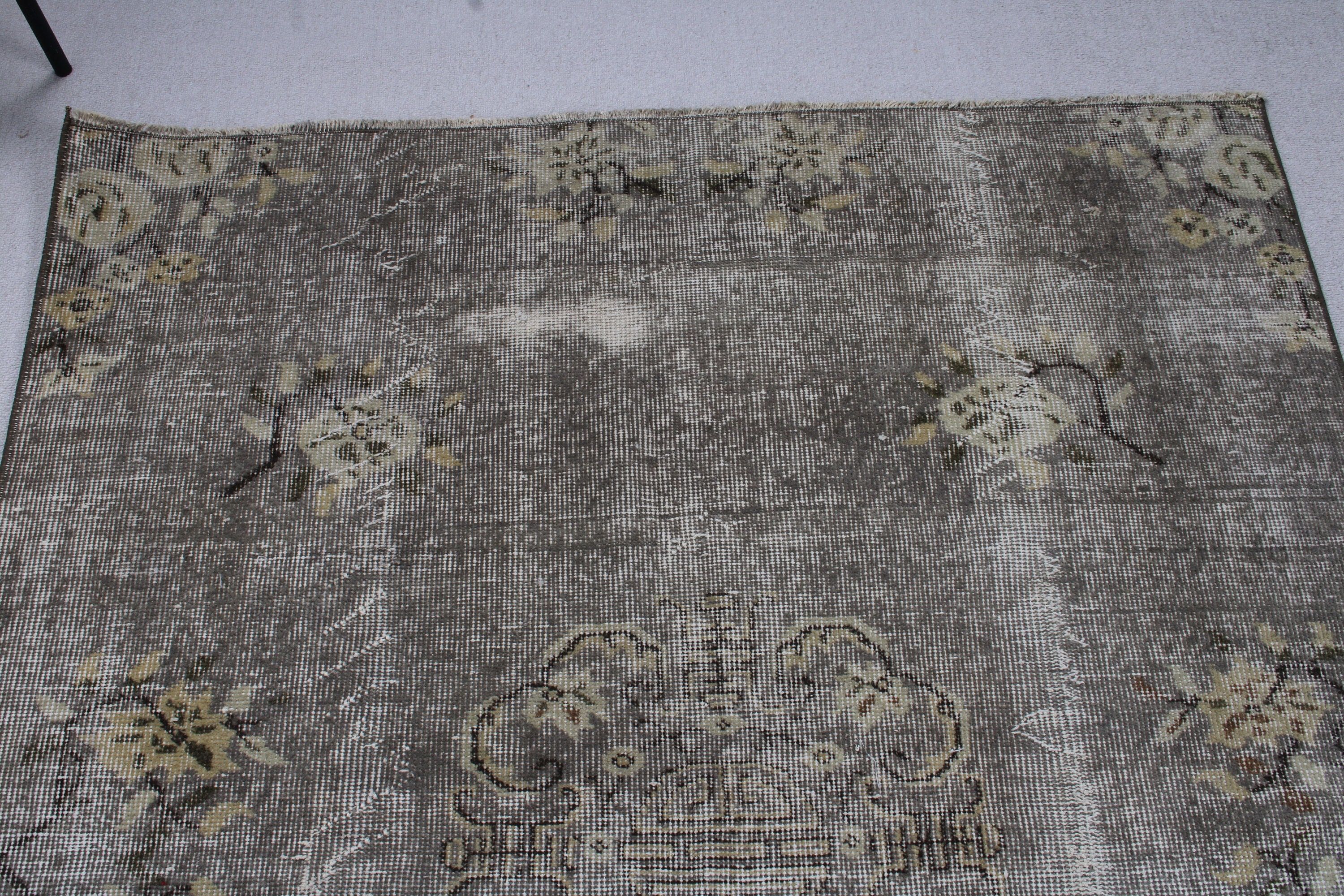 4.3x5 ft Accent Halılar, Anadolu Halısı, Gri Modern Halı, Türk Halısı, Vintage Halı, Egzotik Halı, Mutfak Halıları, Boho Accent Halı