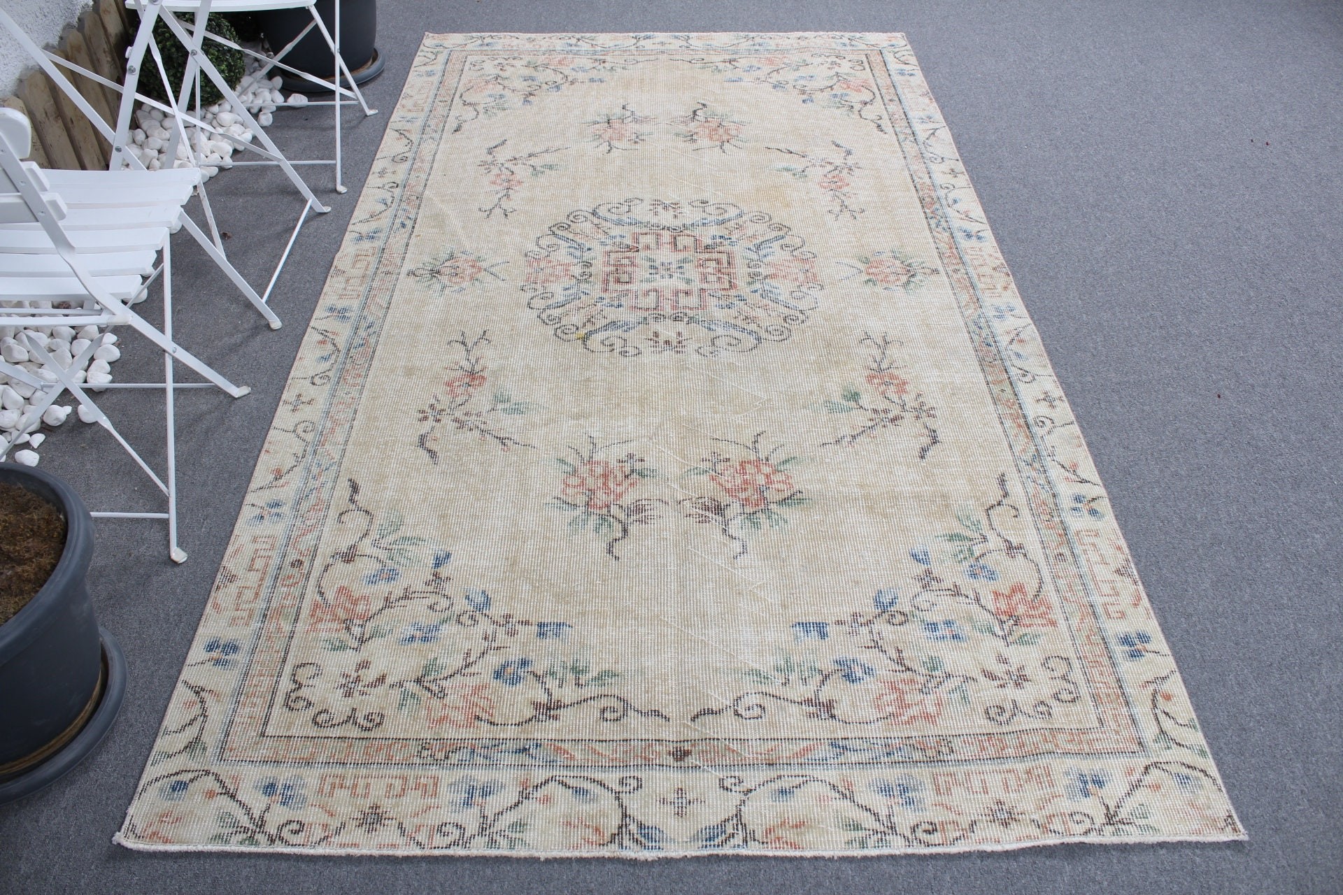 Turkish Rugs, 4.9x8.5 ft Large Rug, Rugs for Bedroom, Cool Rugs, Salon Rugs, Moroccan Rugs, Bedroom Rugs, Vintage Rugs, Beige Oushak Rugs