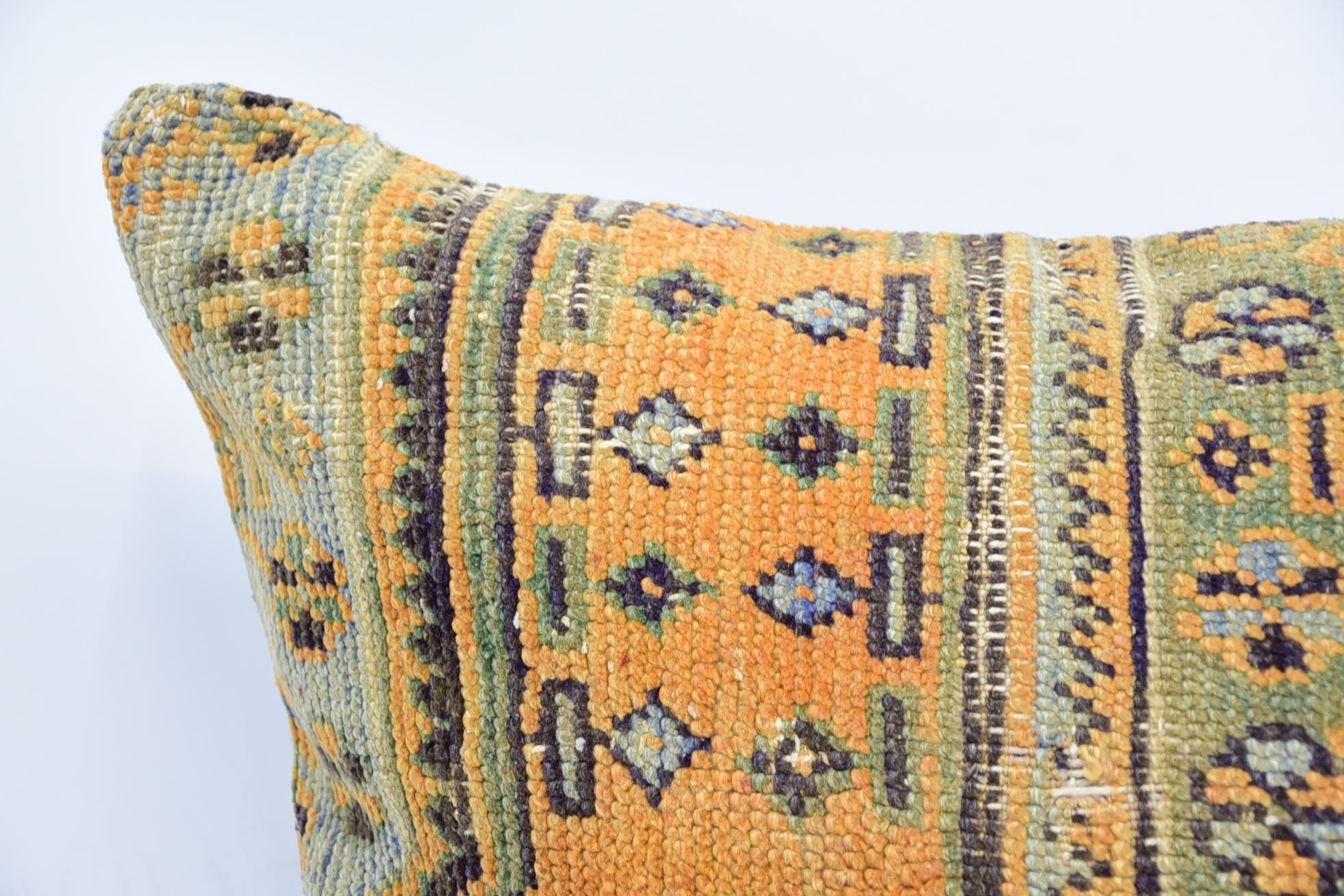 Handmade Pillow Case, Turkish Kilim Pillow, Handmade Kilim Cushion, 32"x32" Orange Pillow Case, Vintage Throw Pillow Cover, Turkish Pillow