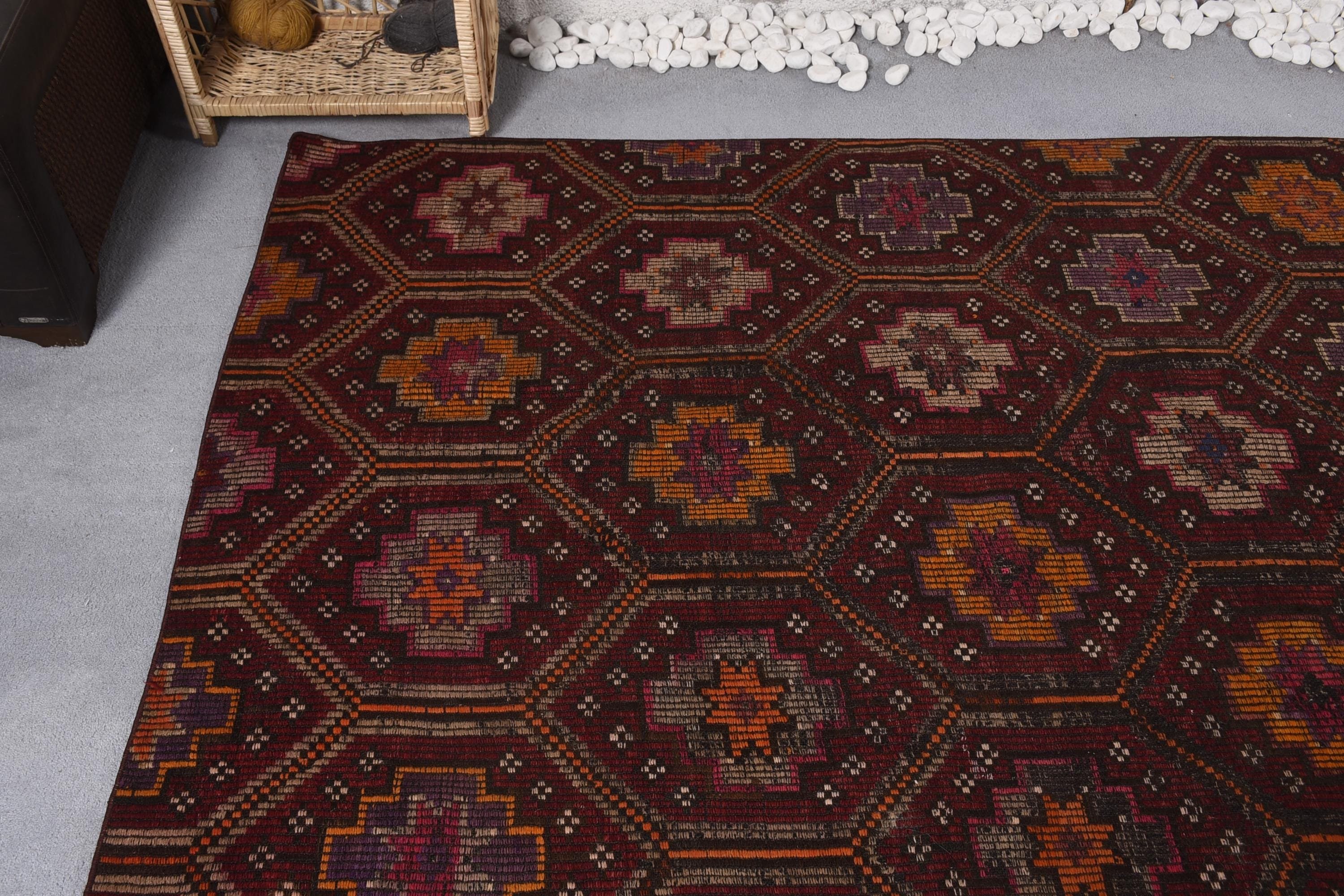 Türk Halısı, Vintage Halı, Açıklama Halıları, Kırmızı Ev Dekor Halısı, 4.7x7 ft Alan Halıları, Kilim, Mutfak Halısı, Oushak Bölgesi Halıları, İç Mekan Halıları