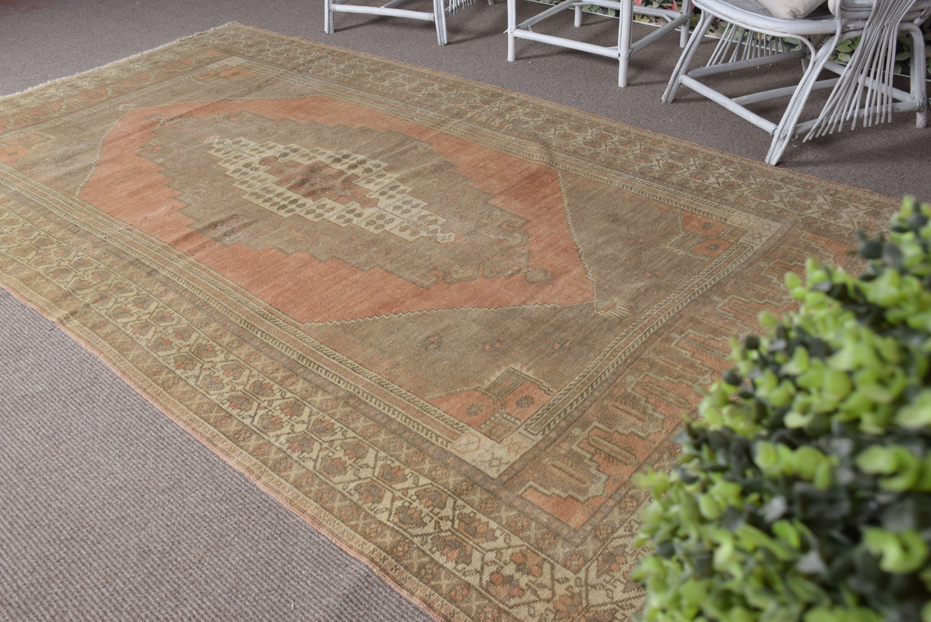 Green Oriental Rugs, Turkish Rug, Antique Rug, Living Room Rug, 5.5x9.9 ft Large Rug, Bedroom Rug, Oushak Rugs, Floor Rug, Vintage Rugs