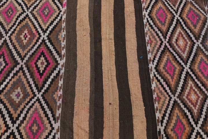 Rugs for Entry, Brown Cool Rug, Kilim, Vintage Rug, Kitchen Rugs, Turkish Rug, 3.7x5.4 ft Accent Rug, Floor Rugs, Boho Rugs, Bedroom Rugs