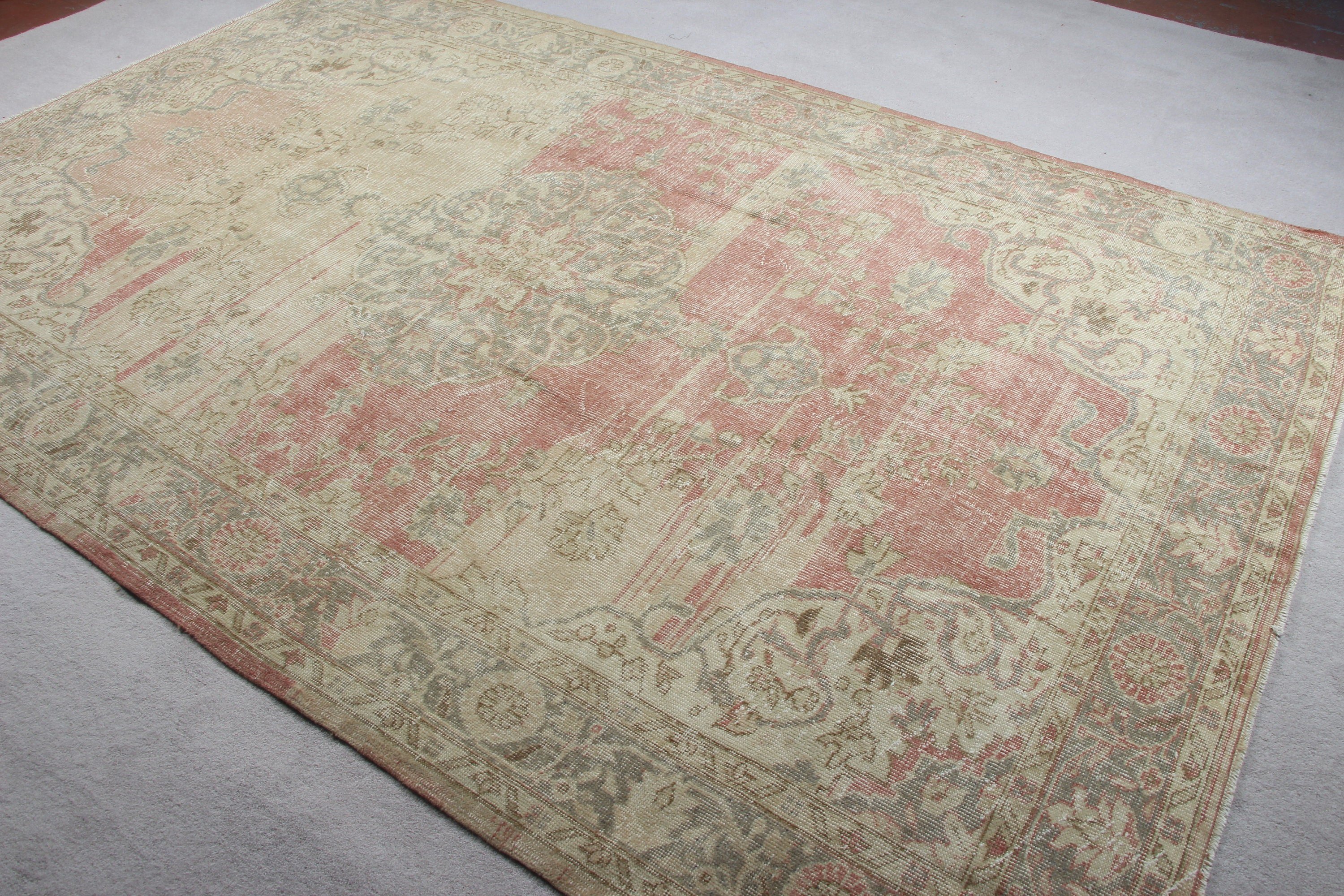 Vintage Rug, Living Room Rug, Tribal Rug, Turkish Rug, Moroccan Rug, Pink Cool Rug, Old Rugs, 6.6x10 ft Large Rug, Antique Rug, Bedroom Rug