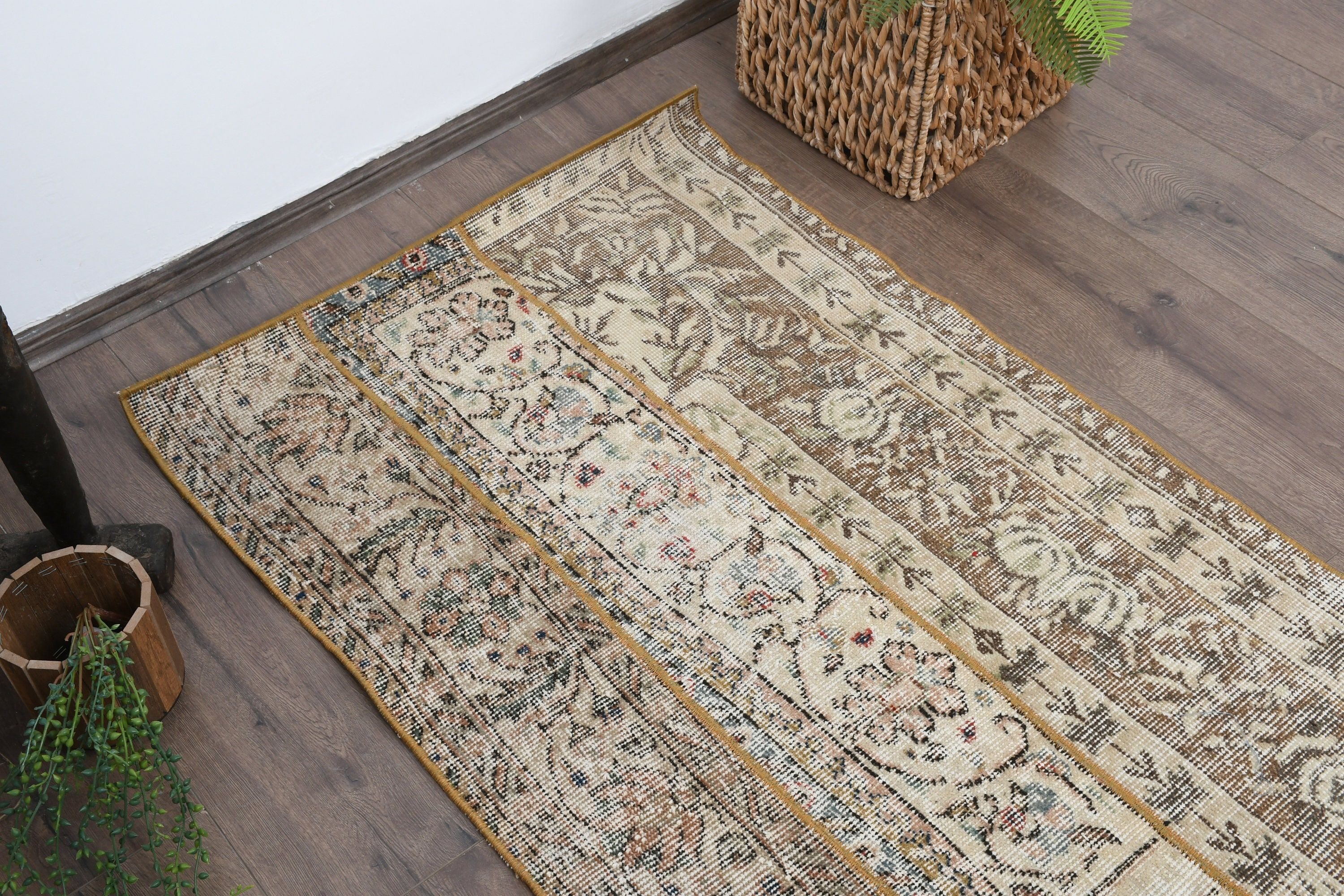 Turkish Rugs, Home Decor Rugs, Beige Moroccan Rugs, Entry Rugs, Kitchen Rug, 2.5x4.6 ft Small Rugs, Vintage Rugs, Pale Rugs, Wool Rug