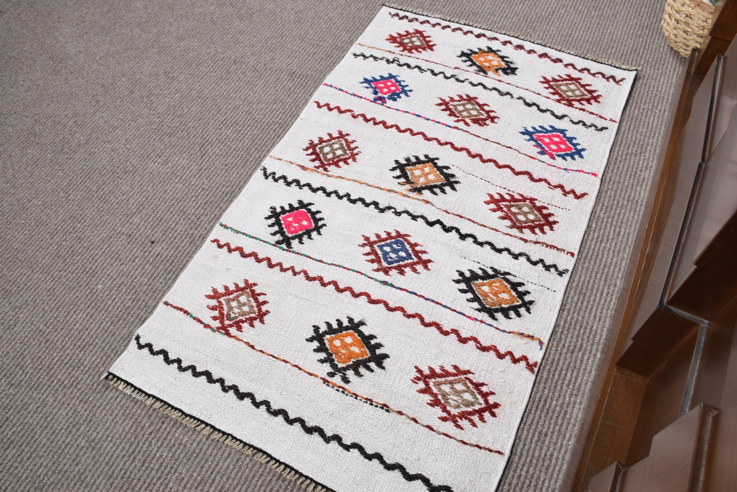 Turkish Rug, Bath Rug, Oushak Small Rug Rugs, White Bedroom Rug, Cool Rug, Vintage Rugs, Rugs for Bedroom, Floor Rug, 1.9x3.3 ft Small Rug