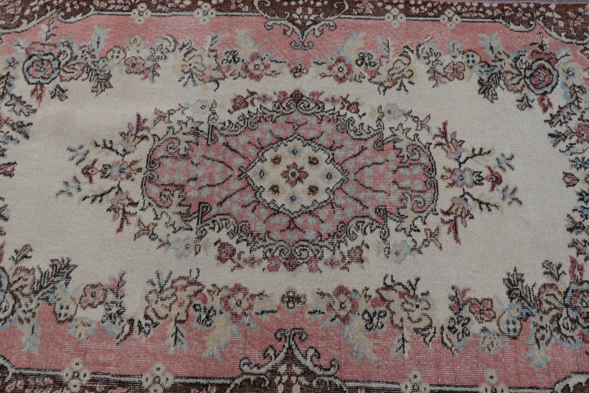 3.7x6.8 ft Area Rug, Pink Oushak Rug, Rugs for Nursery, Vintage Rug, Cool Rug, Dining Room Rug, Living Room Rug, Turkish Rug