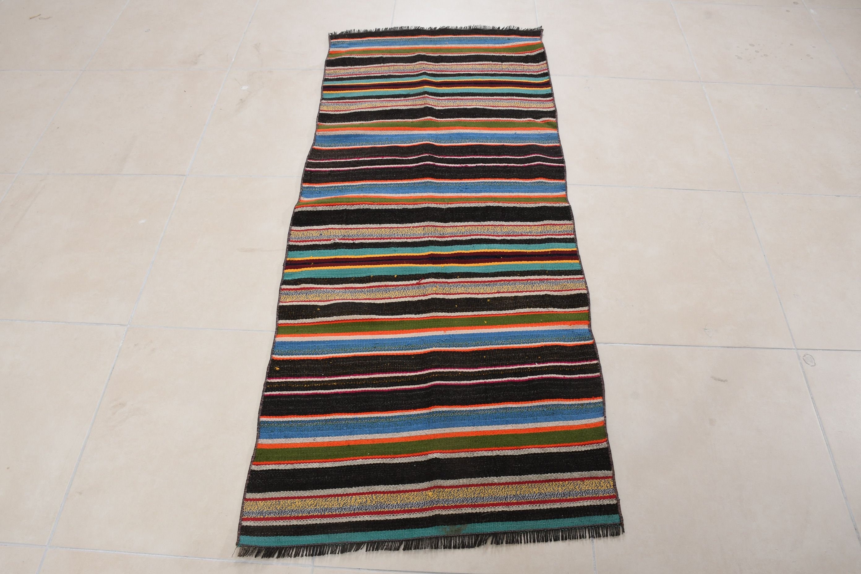 Antik Kilim, Paspas Kilim, Nostaljik Kilim, Yatak odası Kilim, Mavi Oryantal Kilim, 70x167 cm Küçük Kilim, Yatak odası Kilim, Ev Kilim