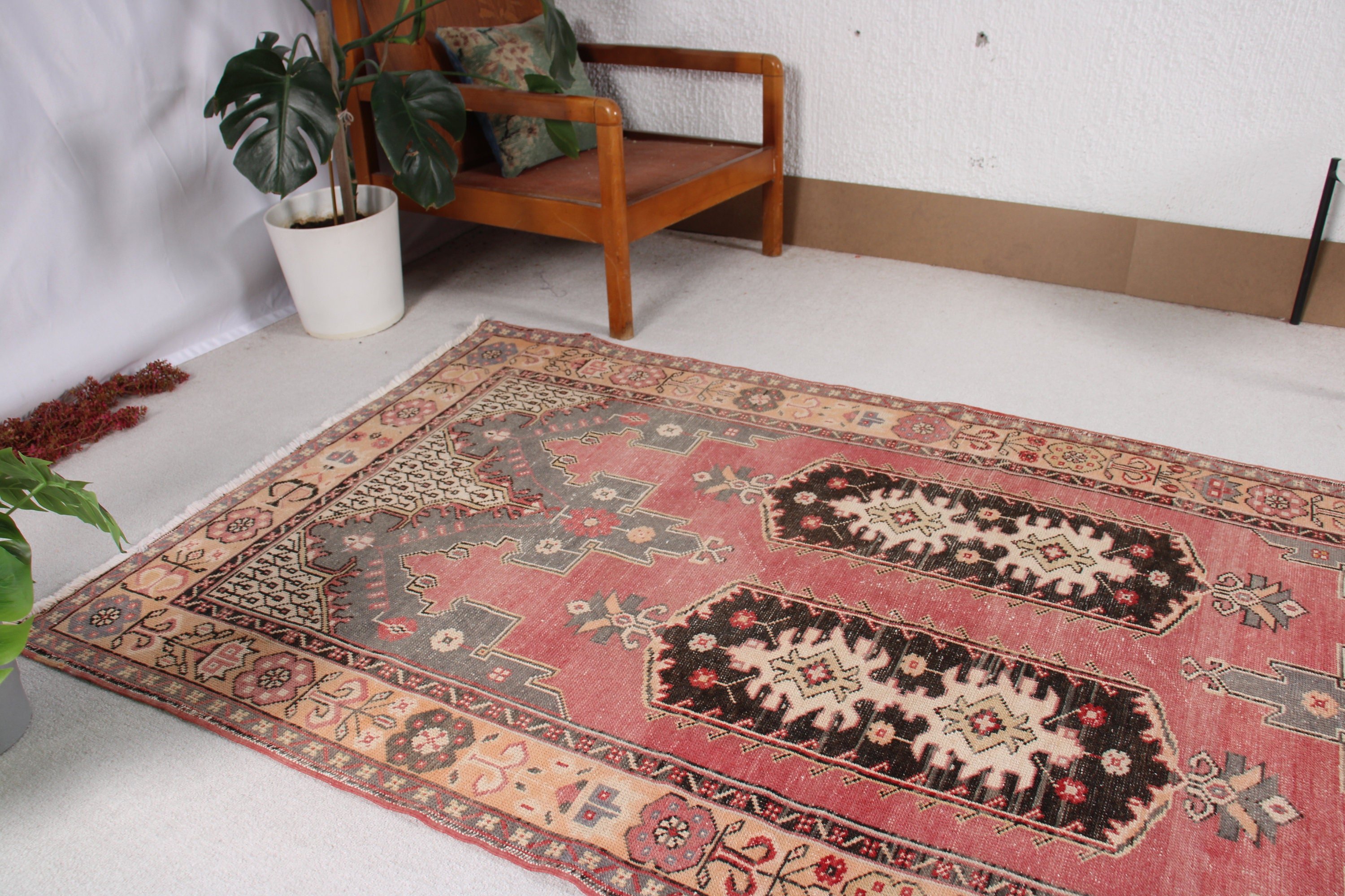 Handwoven Rugs, Turkish Rugs, 3.9x7.3 ft Area Rug, Anatolian Rug, Vintage Rug, Luxury Rugs, Rugs for Area, Red Cool Rugs, Dining Room Rug