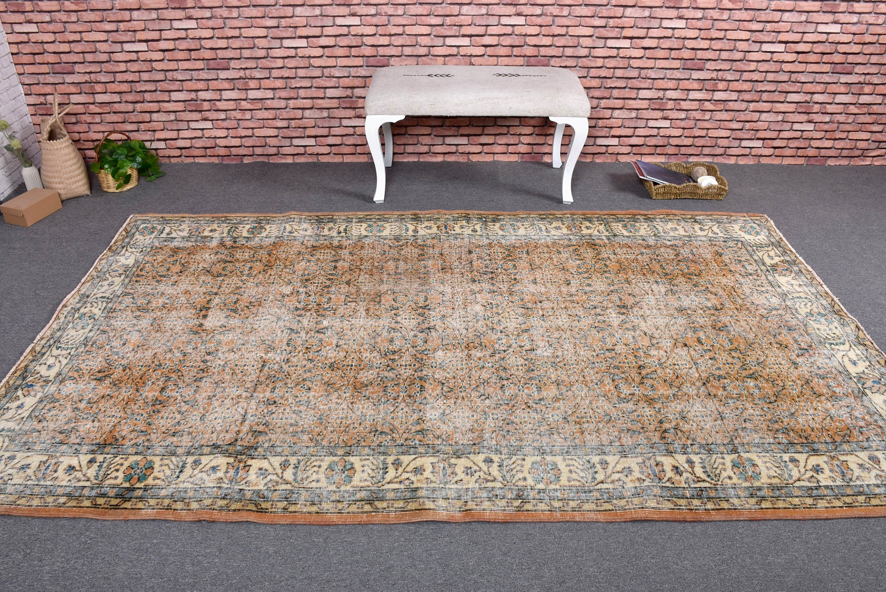 Büyük Boho Halılar, Oturma Odası Halısı, Düz Dokuma Halılar, Vintage Halılar, Turuncu Yün Halılar, 5,4x8,8 ft Büyük Halılar, Oryantal Halılar, Türk Halısı