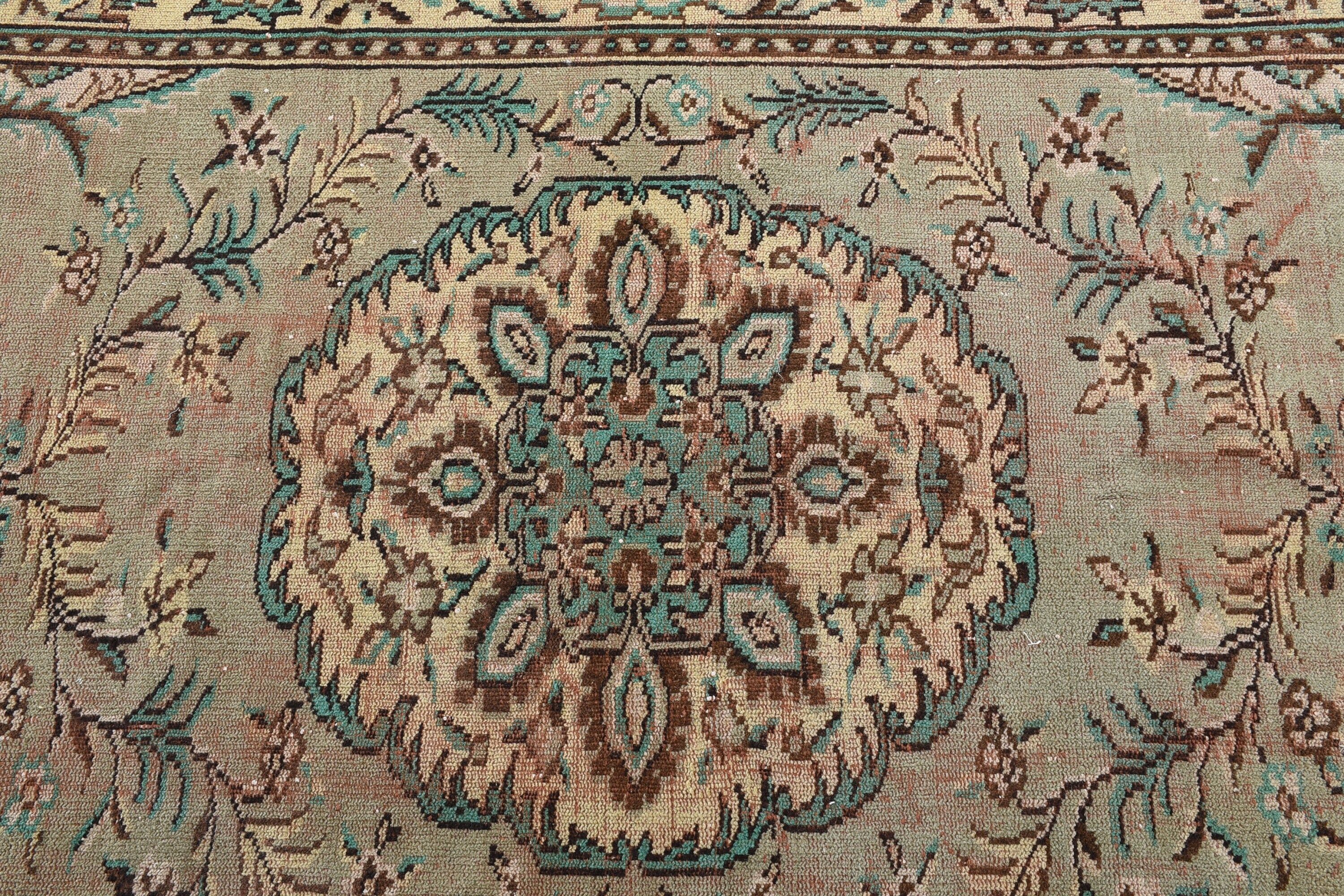 Vintage Dekor Halı, 5.7x9.1 ft Büyük Halı, Salon Halısı, Fas Halısı, Oturma Odası Halıları, Türk Halıları, Yeşil Yün Halılar, Oushak Halıları, Vintage Halı