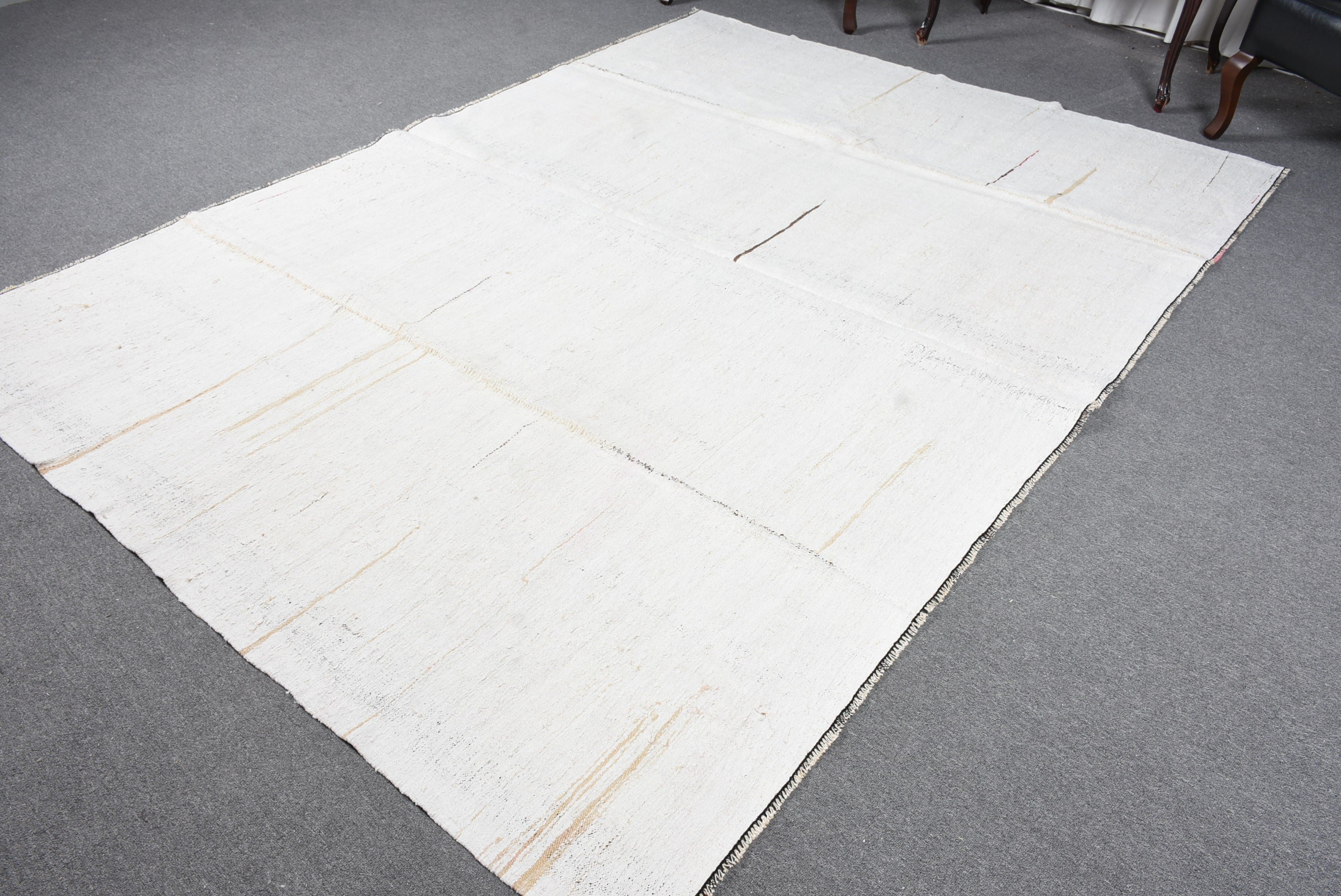 Antique Rug, Bedroom Rugs, Rugs for Salon, 9x6.5 ft Large Rug, Dining Room Rug, Turkish Rug, Vintage Rug, White Cool Rugs