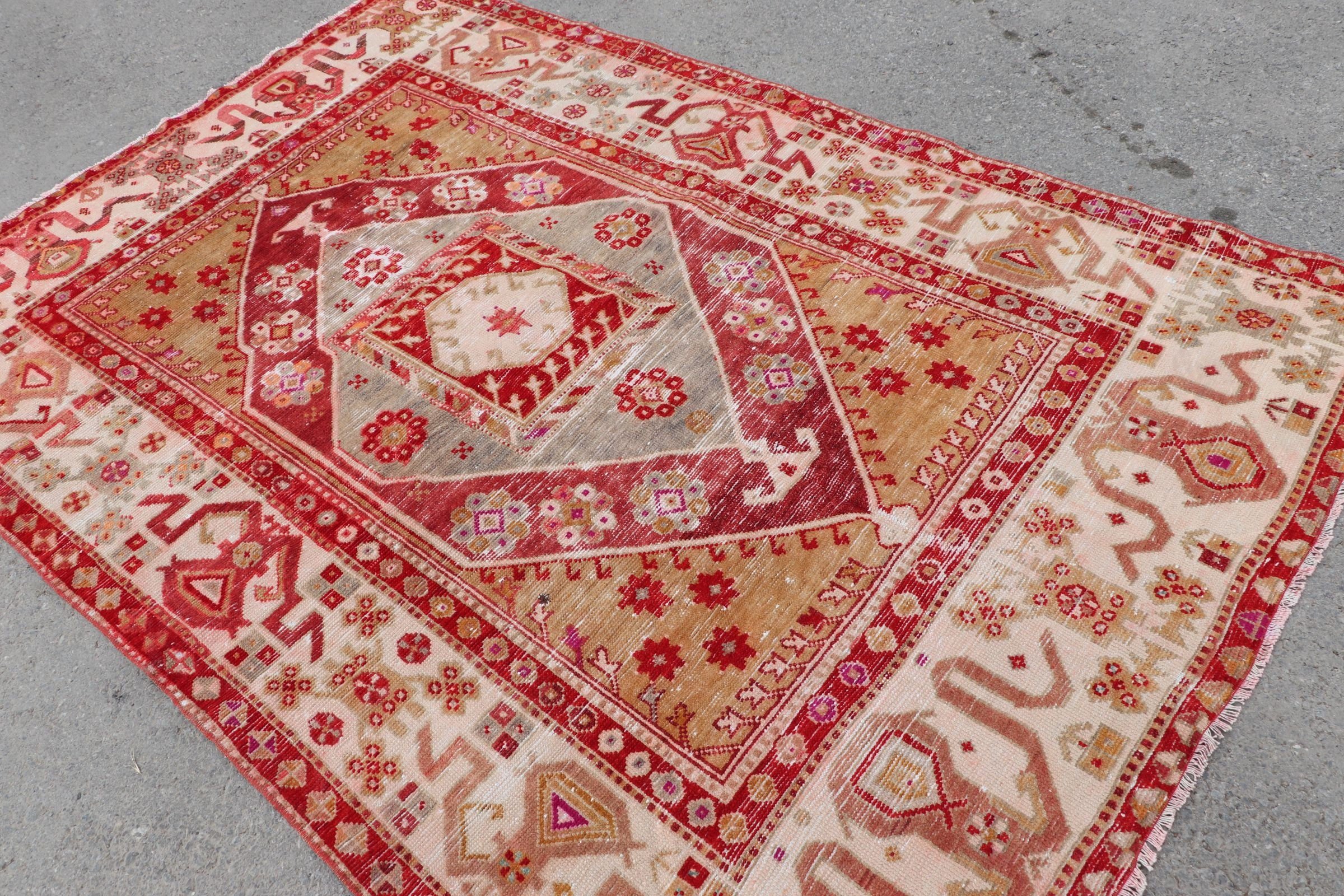 Vintage Rugs, 5.4x7.7 ft Large Rugs, Turkish Rugs, Red Oriental Rug, Living Room Rug, Anatolian Rugs, Dining Room Rug