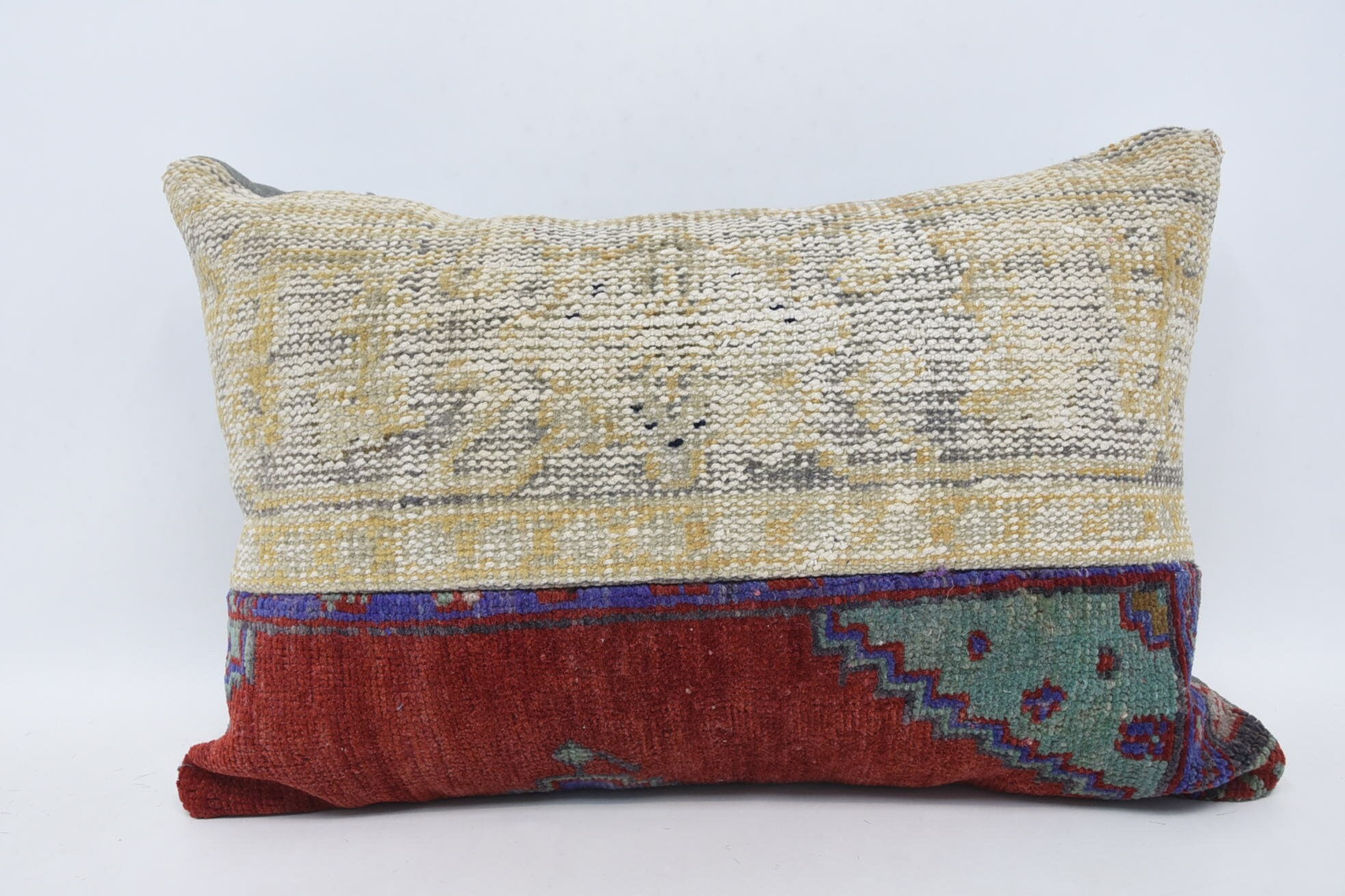 16"x24" Beige Cushion Case, Accent Pillow, Ethnical Kilim Rug Pillow, Ikat Cushion Cover, Kilim Pillow Cover, Vintage Kilim Pillow