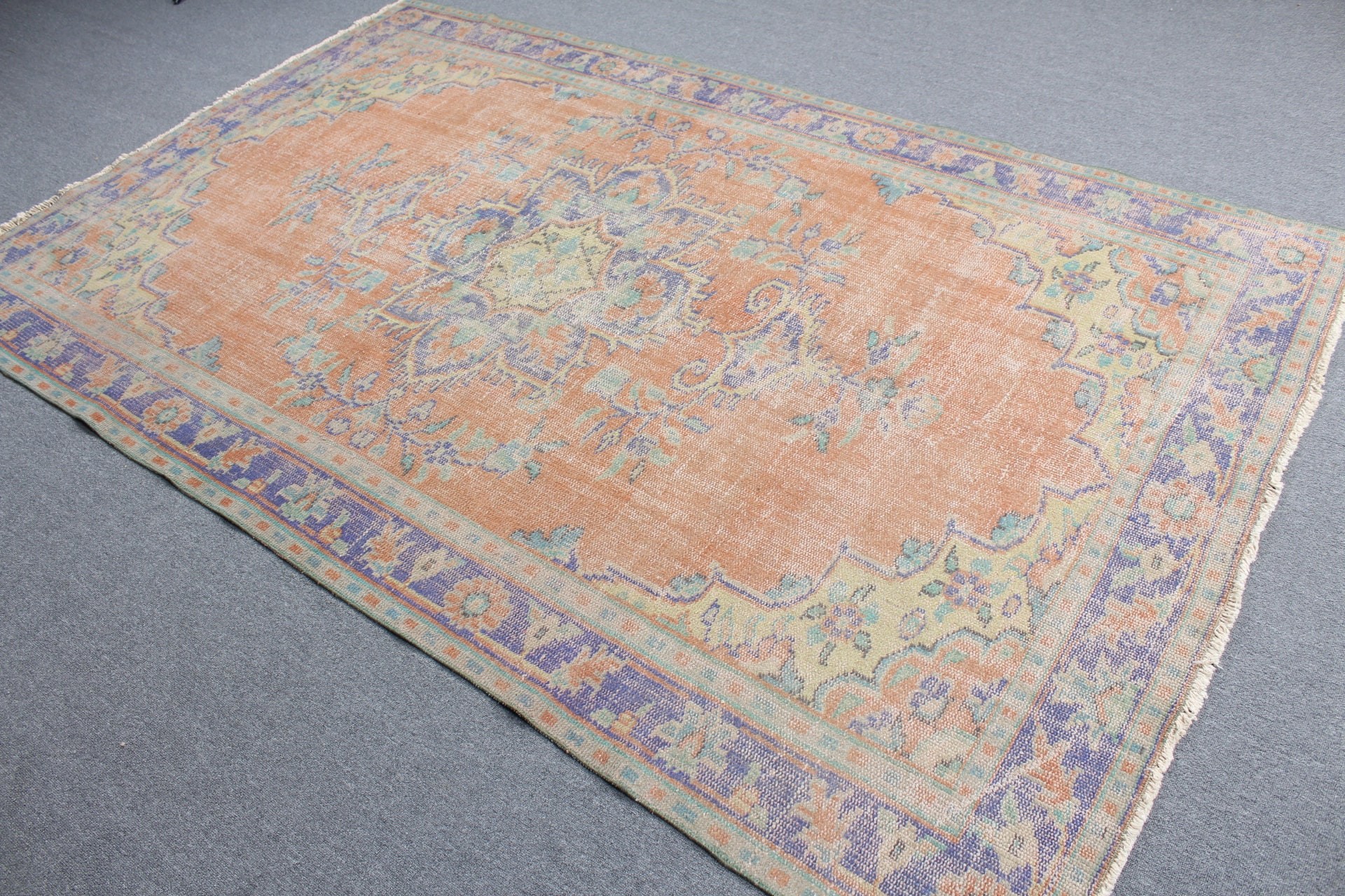 Floor Rugs, Rugs for Dining Room, Turkish Rugs, Boho Rugs, Salon Rugs, Vintage Rug, Orange Oriental Rug, Bedroom Rugs, 5.8x8.7 ft Large Rug