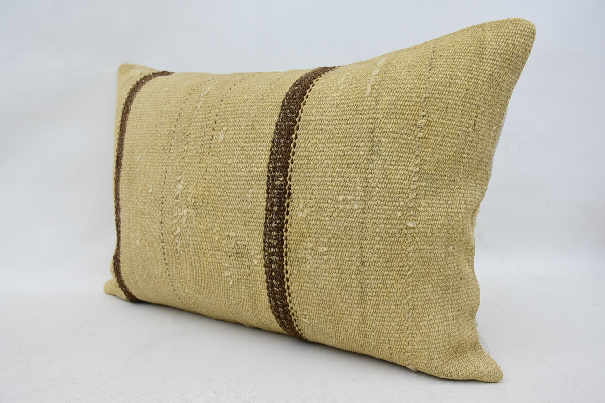 Decorative Throw Cushion Cover, Vintage Kilim Pillow, Boho Pillow, 16"x24" Beige Pillow Case, Turkish Corner Pillow Cover, Turkish Pillow