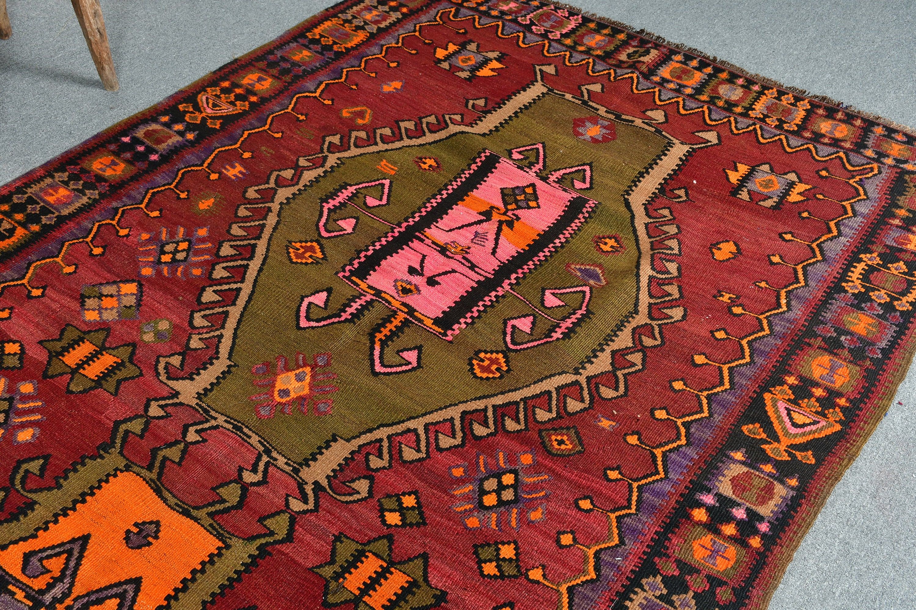 Runner Halıları, Aztek Halısı, Merdiven Halısı, Türk Halıları, Mutfak Halısı, Vintage Halı, 4.7x12.9 ft Runner Halısı, Antika Halılar, Kırmızı Oushak Halıları, Kilim