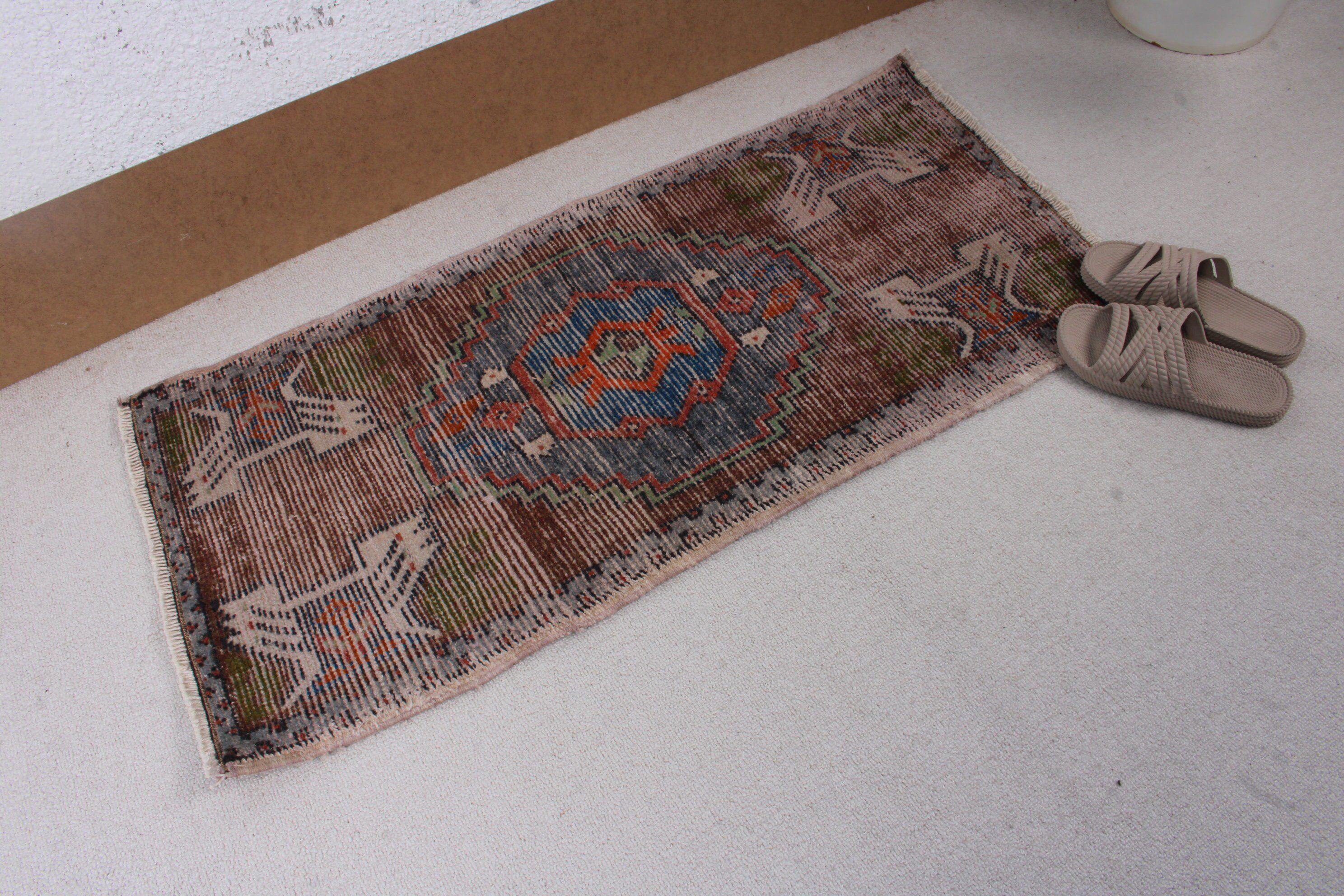 Wall Hanging Rug, Kitchen Rugs, Turkish Rug, Vintage Rug, Small Vintage Rugs, Boho Rug, Brown Cool Rug, 1.6x3.4 ft Small Rugs