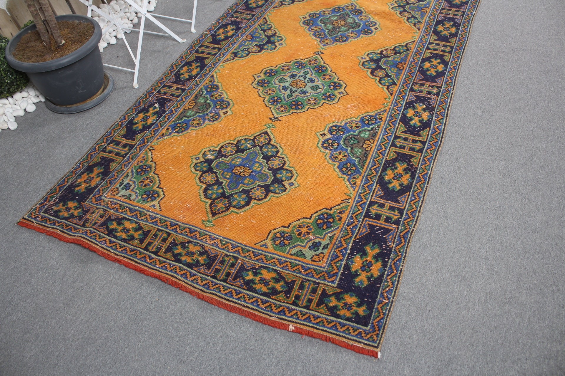 Stair Rugs, Turkish Rug, 4.3x11.3 ft Runner Rugs, Orange Bedroom Rug, Corridor Rug, Oriental Rug, Vintage Rugs, Nomadic Rug