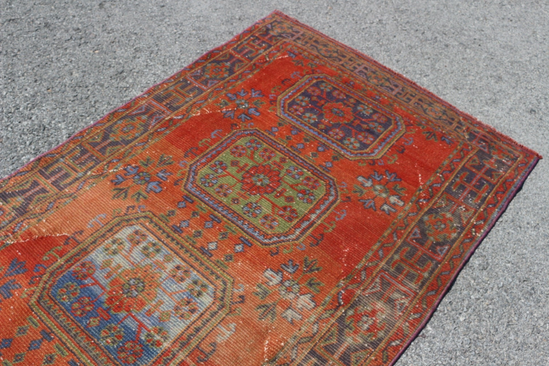 Vintage Rugs, Turkish Rug, Living Room Rug, 4.1x10 ft Large Rugs, Pastel Rug, Bedroom Rugs, Salon Rug, Red Home Decor Rugs