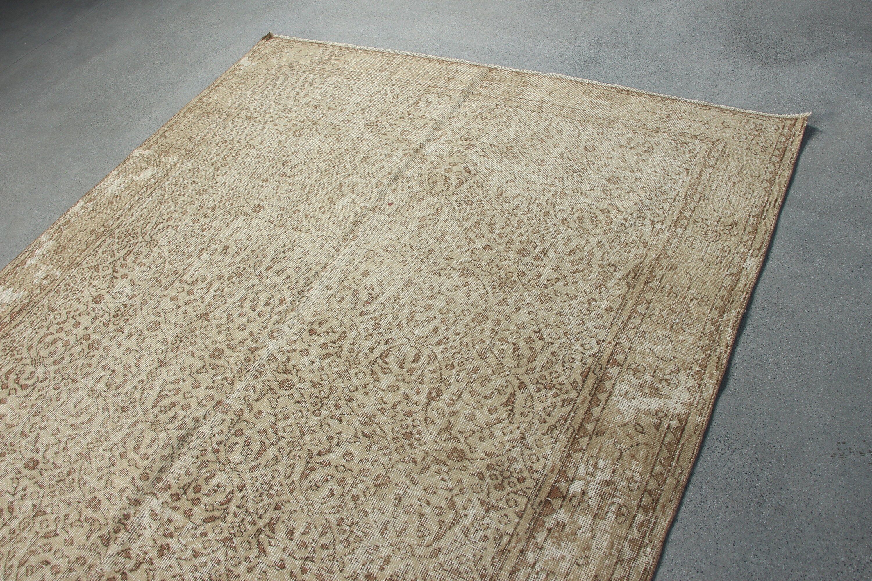 Floor Rug, Beige Moroccan Rug, Turkish Rugs, Dining Room Rug, Oushak Rugs, Pale Rugs, Living Room Rug, Vintage Rugs, 6.3x9.6 ft Large Rug