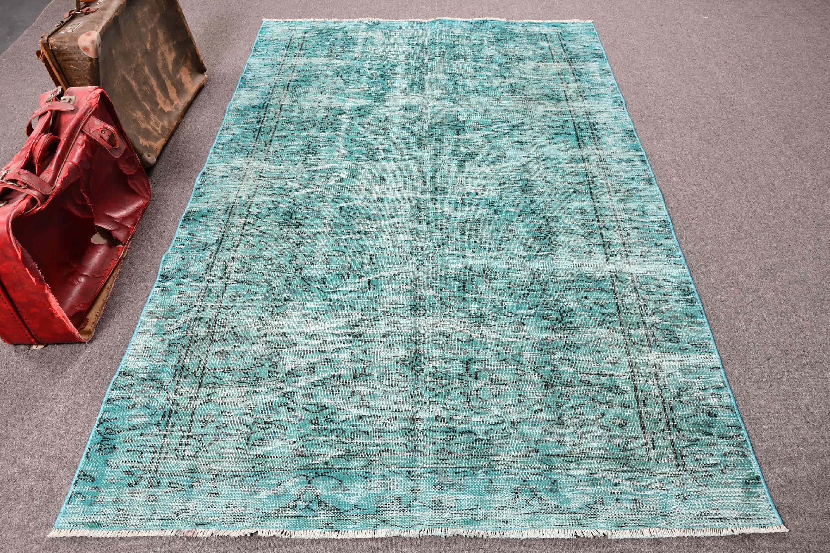 Home Decor Rugs, Cute Rug, 4.9x7.8 ft Area Rug, Blue Wool Rugs, Dining Room Rug, Living Room Rug, Turkish Rugs, Vintage Rugs, Oushak Rugs