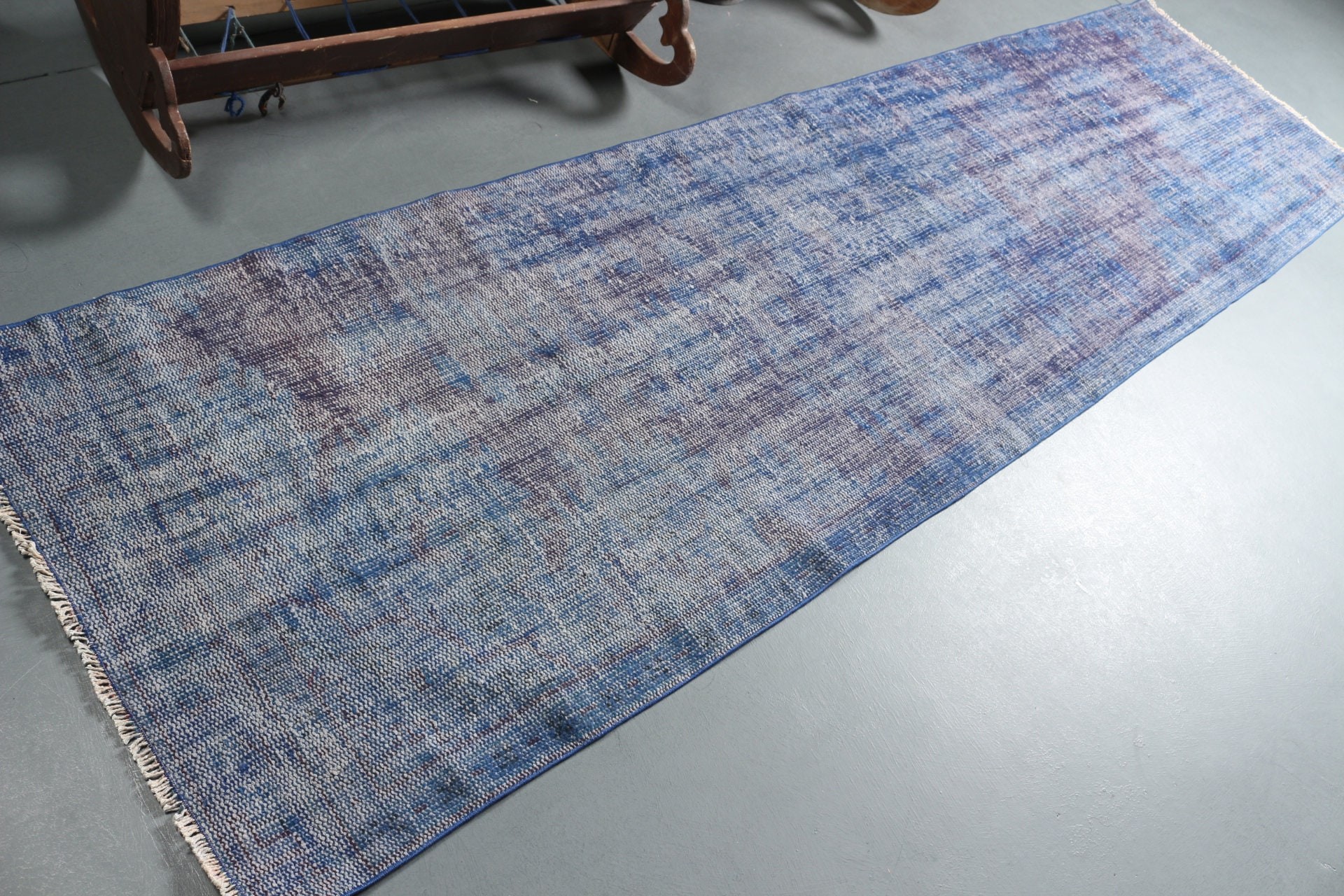 Anatolian Rugs, Kitchen Rug, Turkish Rugs, Hallway Rug, Vintage Rug, Blue Cool Rugs, Oriental Rugs, Handmade Rug, 2.9x10.5 ft Runner Rugs