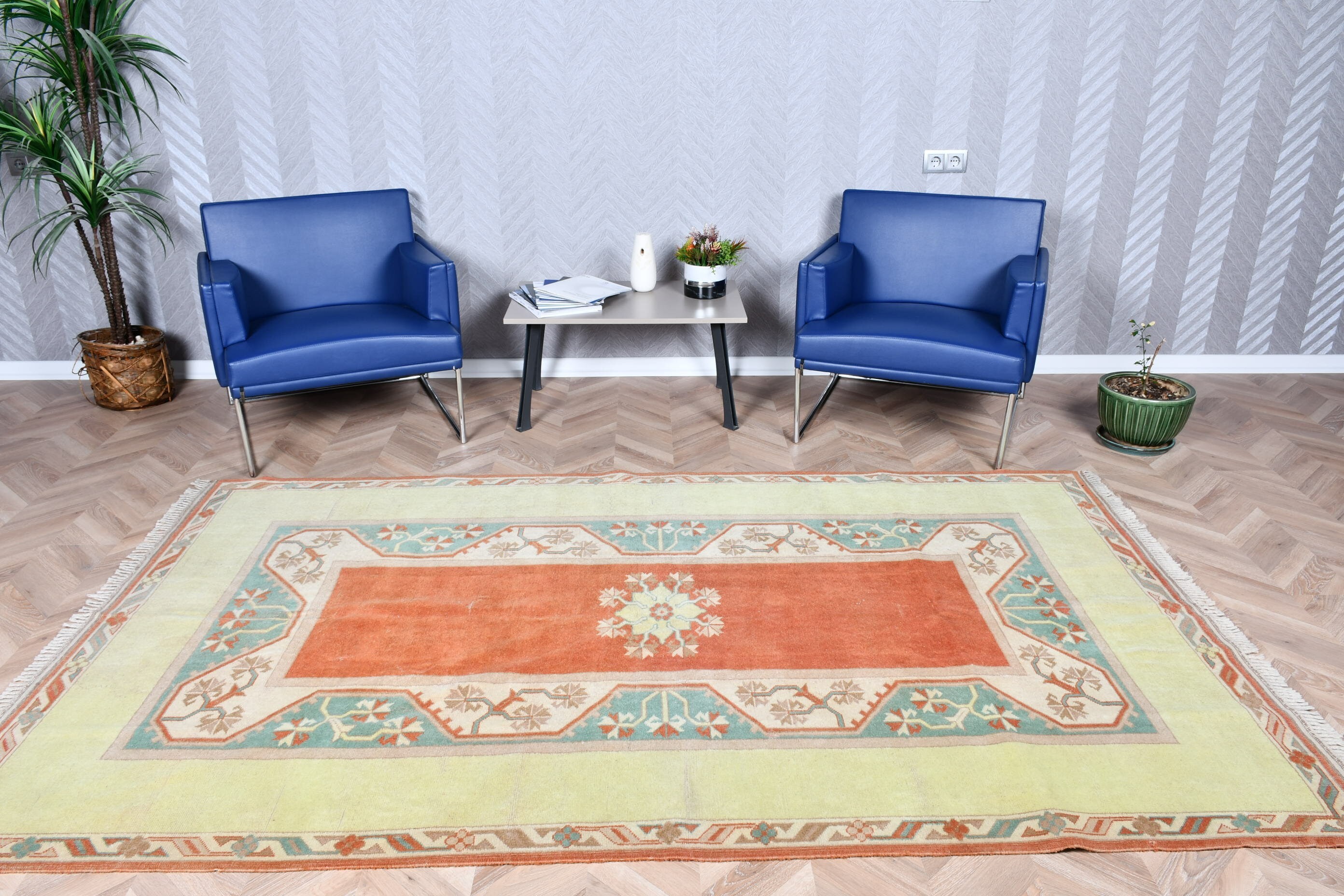Anatolian Rug, 5.2x8.9 ft Large Rug, Green Floor Rug, Oriental Rug, Turkish Rug, Vintage Rug, Living Room Rug, Dining Room Rug, Art Rug