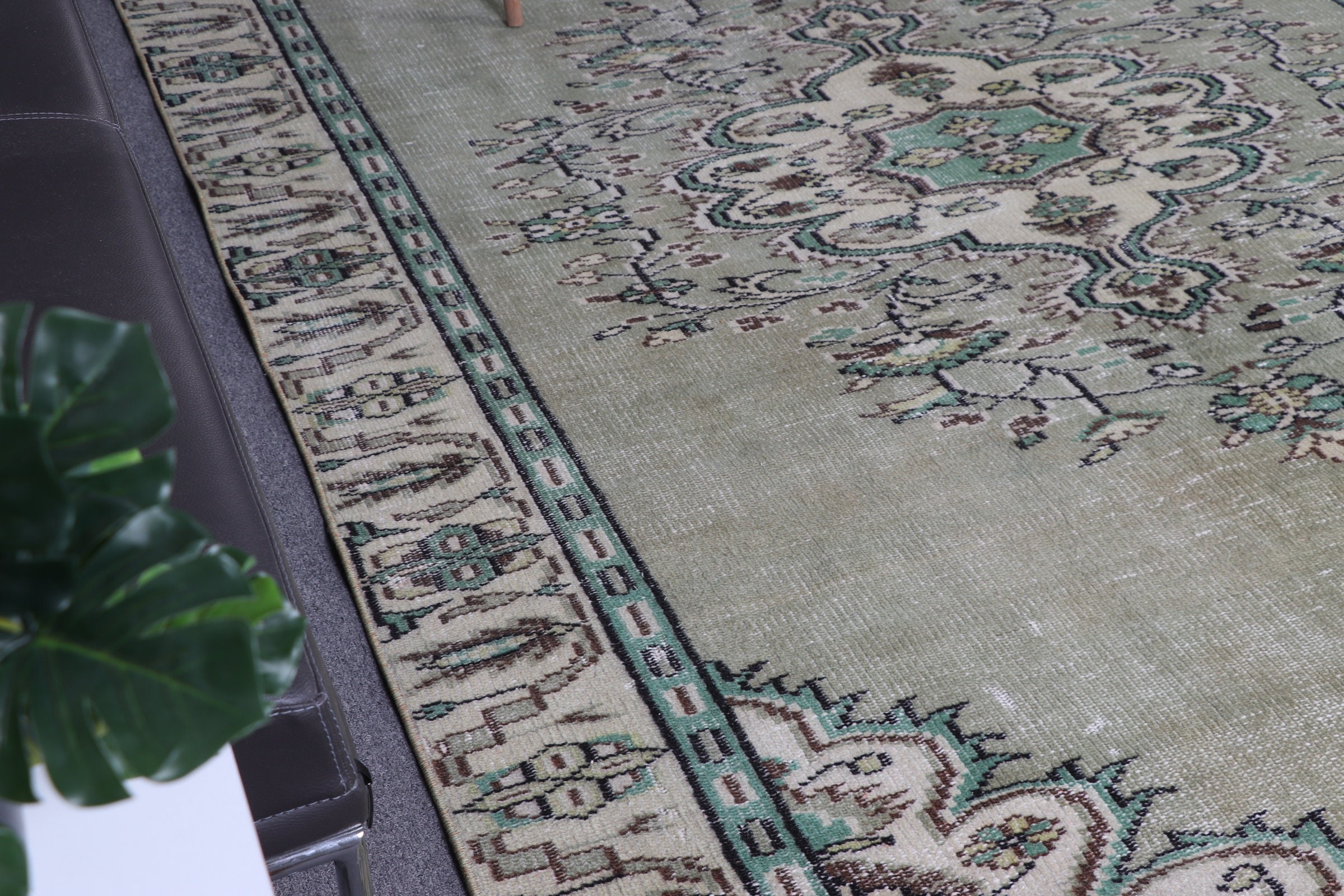 Wool Rug, Vintage Rug, Salon Rugs, Bedroom Rugs, Rugs for Salon, Green Kitchen Rug, 5.9x9.2 ft Large Rugs, Turkish Rugs, Anatolian Rugs