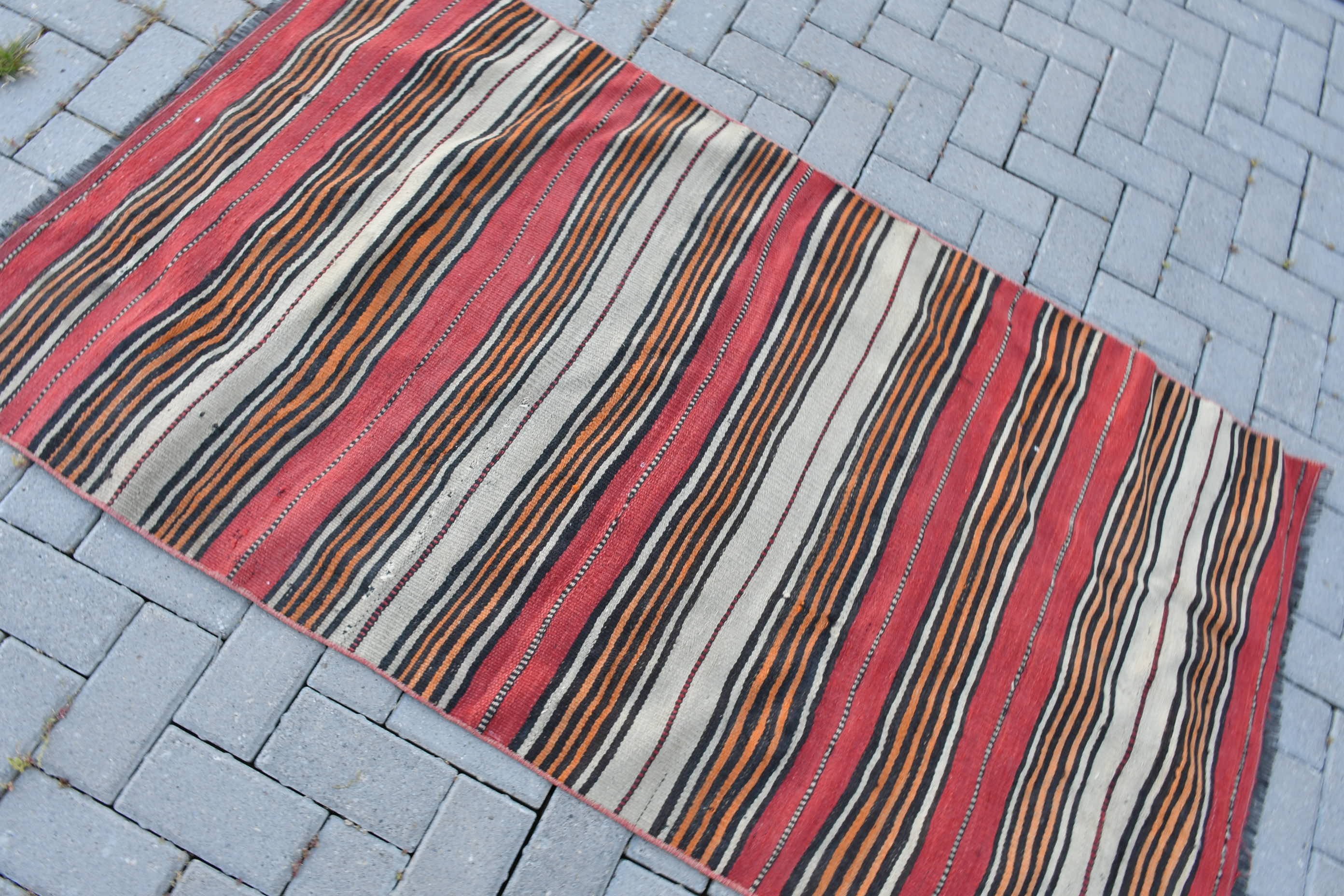 Nostaljik Kilim, Turuncu Oryantal Kilim, Ev Kilim, Ev Kilim, 96x172 cm Antre Kilim, Giriş Kilim, Yatak odası Kilim, Antik Kilim