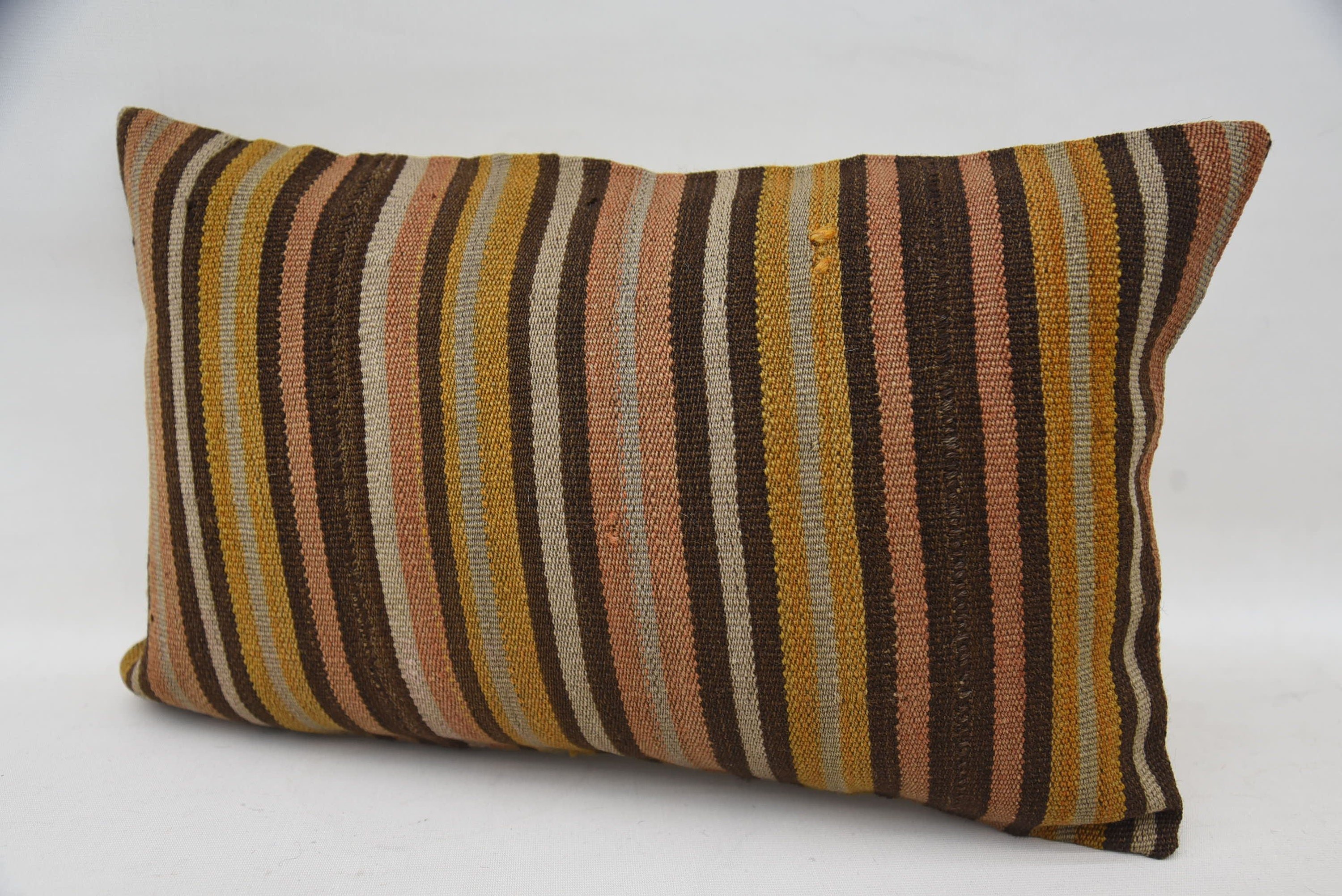 Home Decor Pillow, Kilim Cushion Sham, 12"x20" Brown Cushion, Vintage Kilim Throw Pillow, Customized Cushion, Bed Pillow Sham