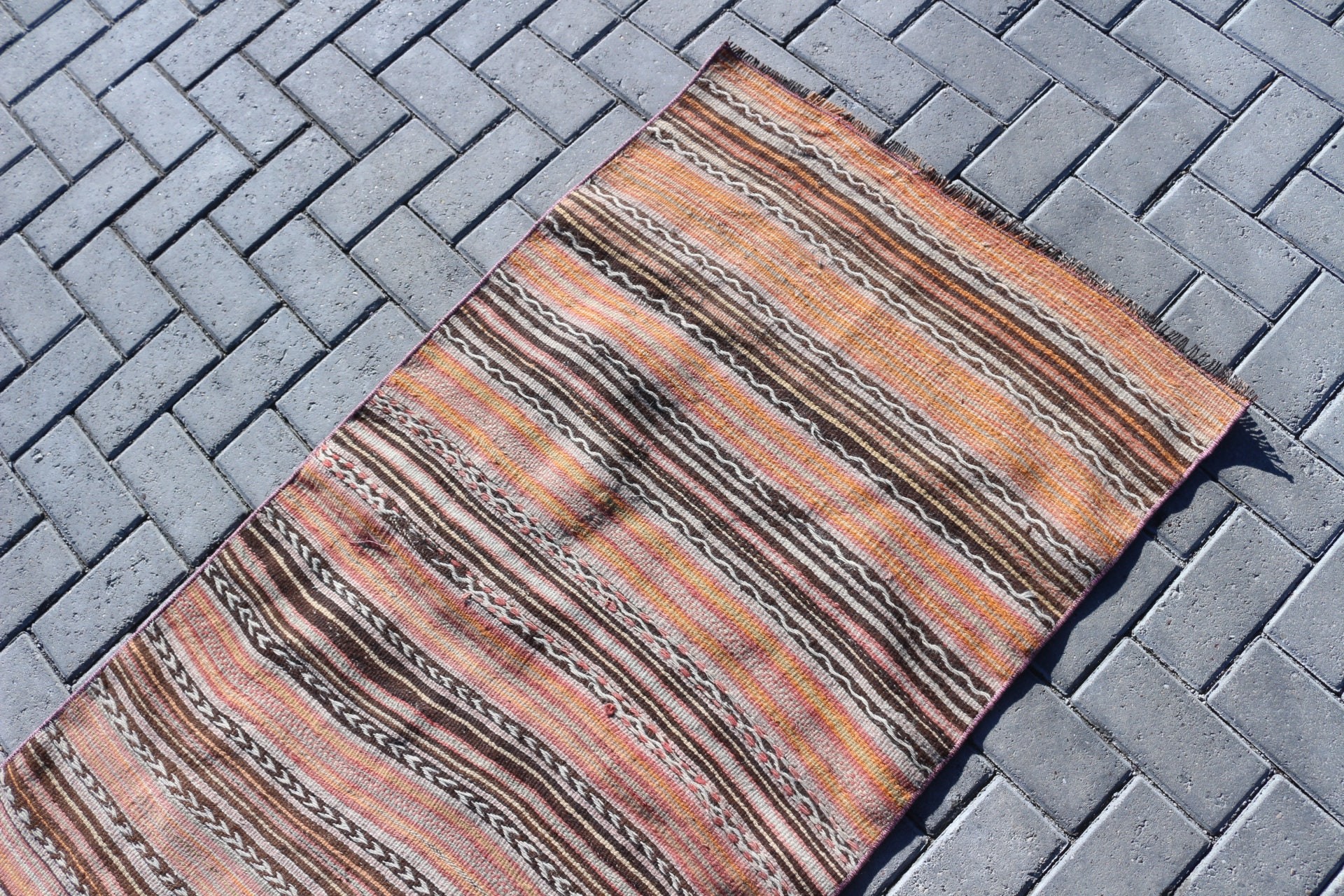 Car Mat Rug, Brown Moroccan Rugs, Wool Rug, Vintage Rug, Kilim, Old Rug, 2.6x5.3 ft Small Rugs, Rugs for Entry, Turkish Rug, Kitchen Rug
