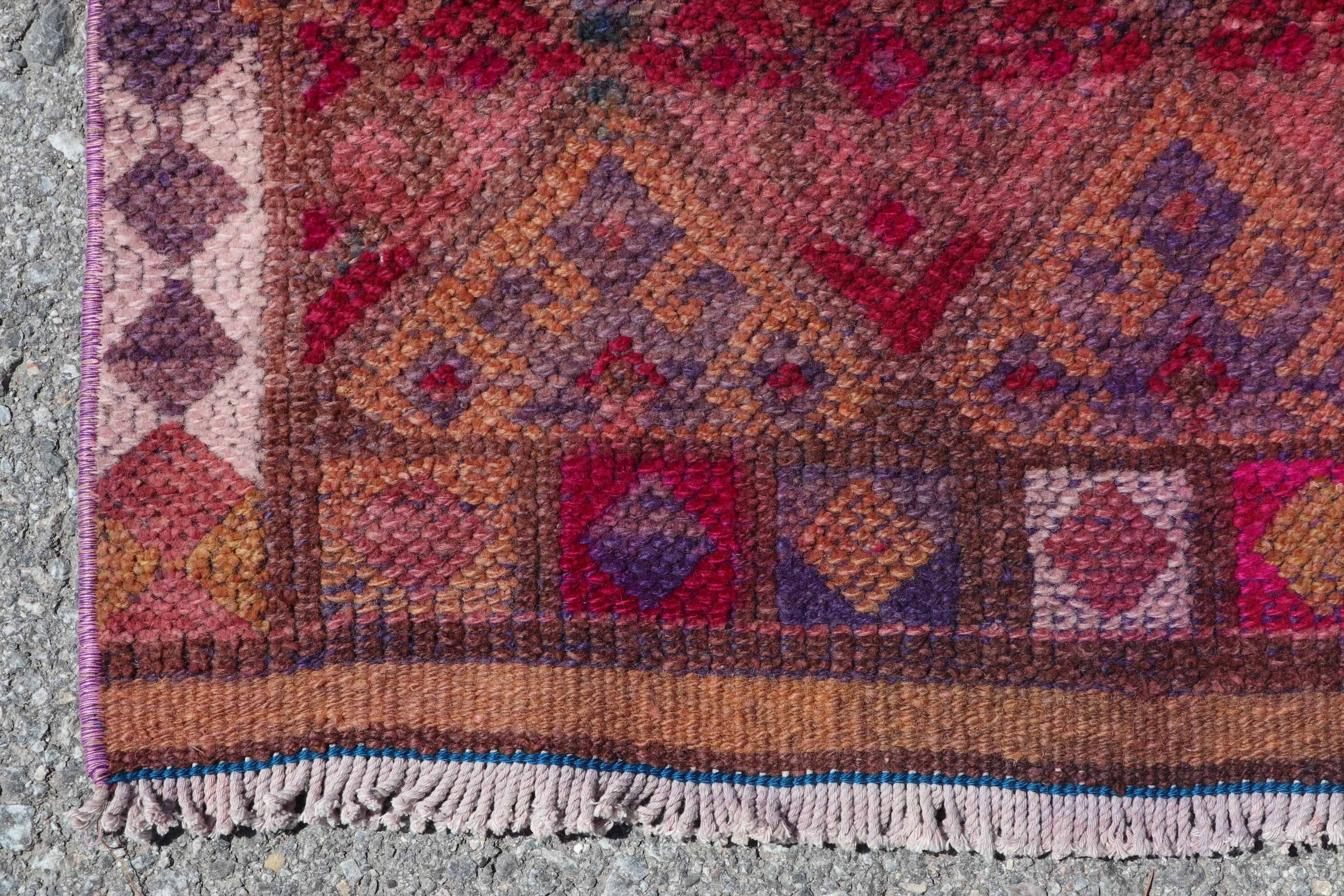 Pembe Havalı Halı, Türk Halıları, Vintage Halı, 2,7x11,9 ft Runner Halısı, Bohem Halısı, Mutfak Halıları, Fas Halıları, Merdiven Halısı, Anadolu Halısı