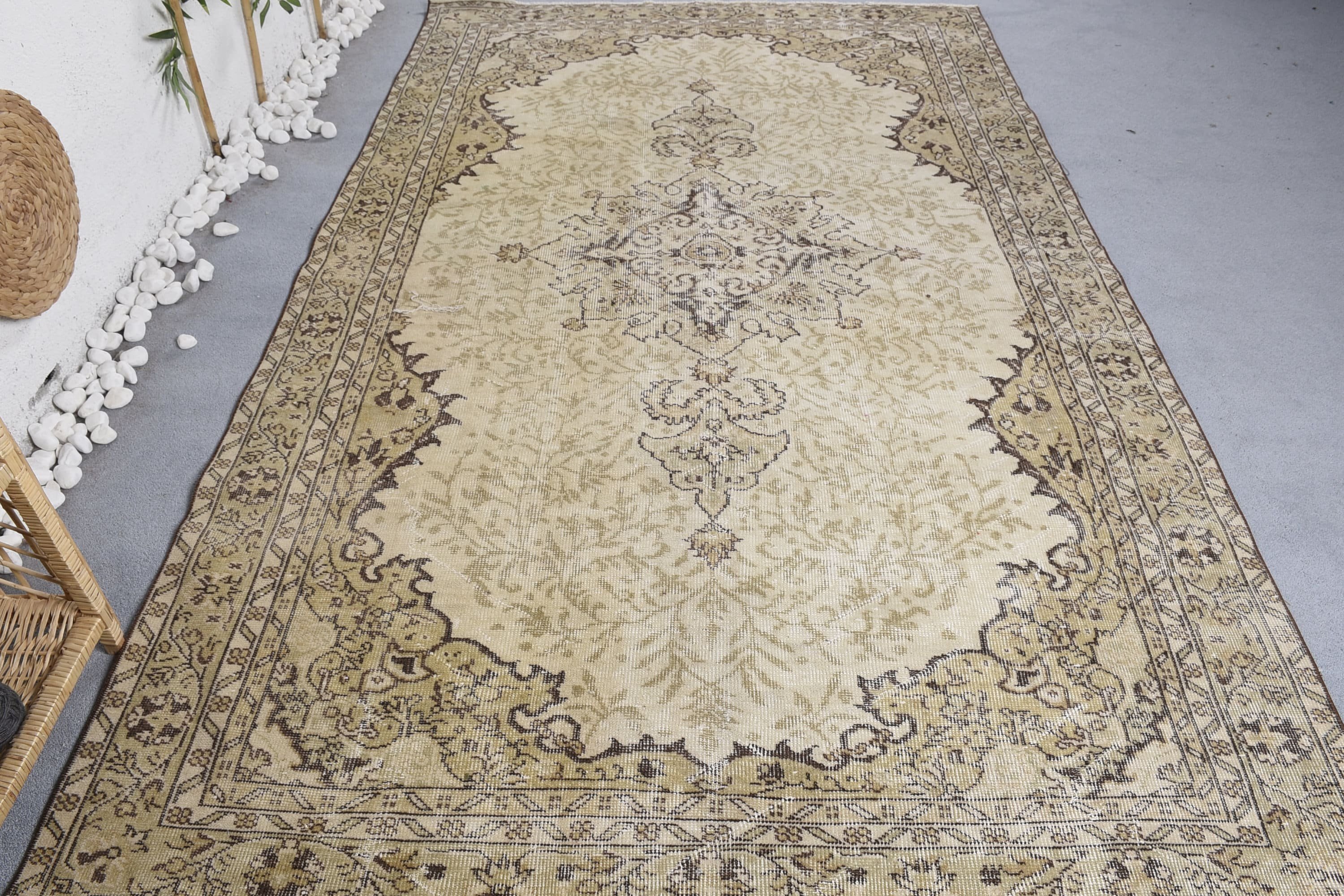 5.5x9.2 ft Büyük Halı, Vintage Halılar, Ev Dekorasyonu Halıları, Yatak Odası Halısı, Sanat Halısı, Türk Halısı, Oryantal Halılar, Yeşil Yün Halı, Oturma Odası Halıları