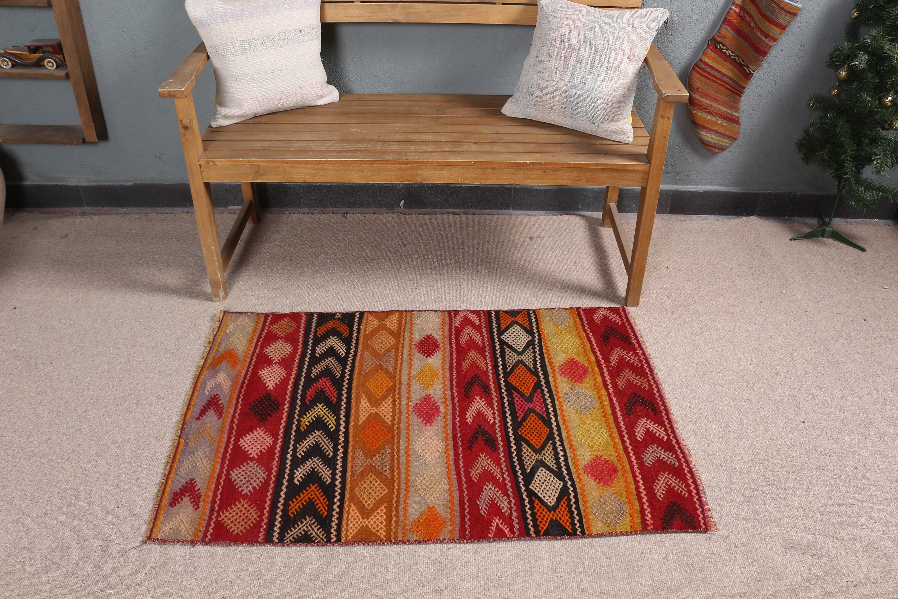 Fas Halısı, Kilim, Banyo Halıları, Türk Halıları, Kırmızı Fas Halısı, 2,5x3,8 ft Küçük Halı, Ev Dekorasyonu Halısı, Vintage Halılar, Giriş Halıları, Sanat Halısı