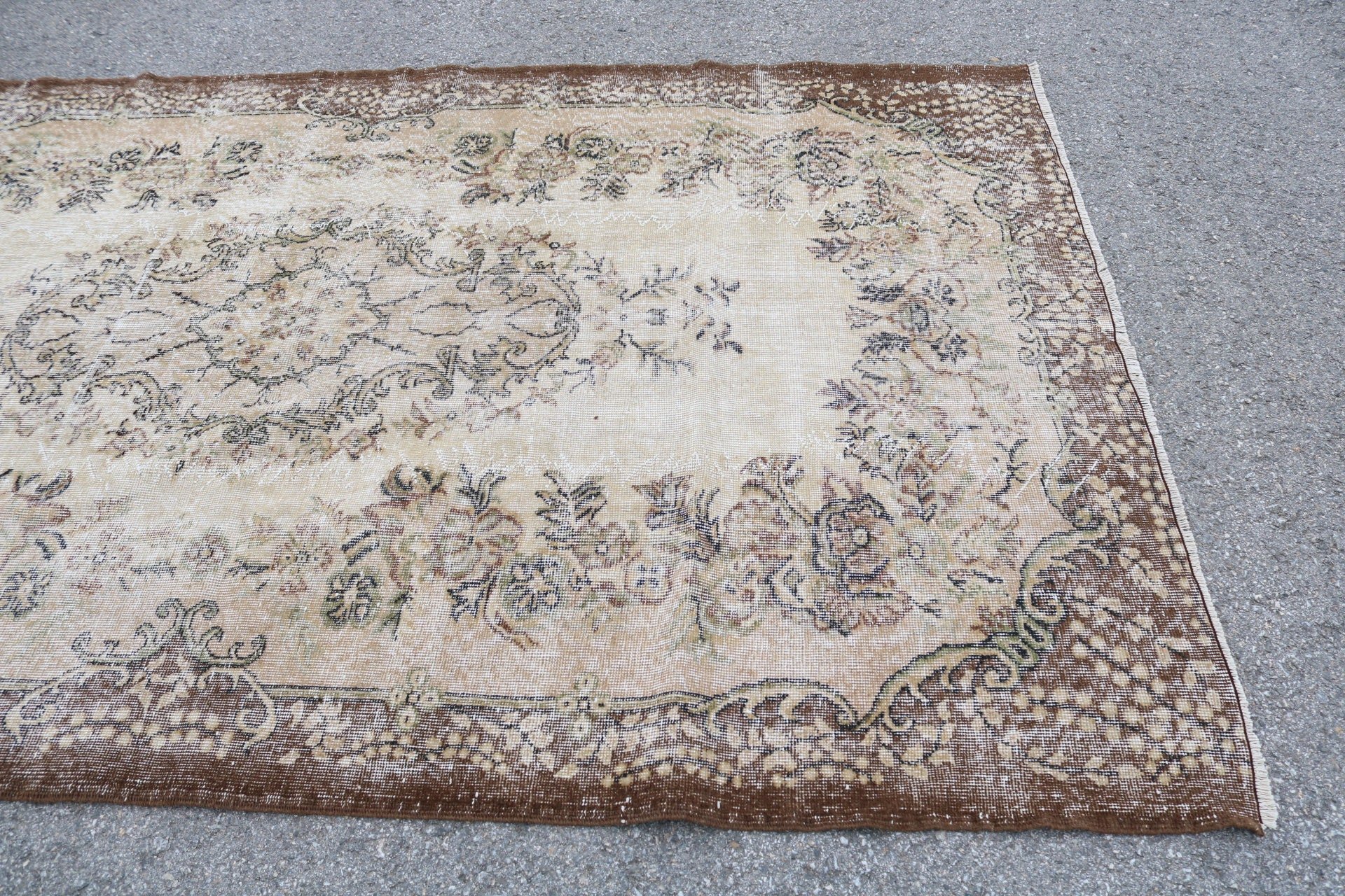 Pastel Rug, Turkish Rug, Floor Rug, Living Room Rug, Oushak Rug, Dining Room Rug, Vintage Rug, Rugs for Salon, 5.6x9.2 ft Large Rug