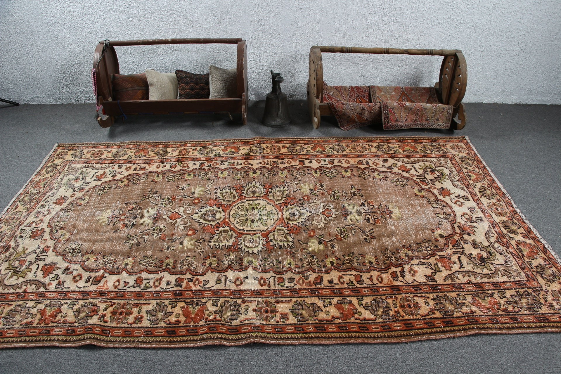 Ev Dekor Halısı, Mutfak Halısı, Türk Halısı, Yemek Odası Halısı, Bej Yer Halıları, 5.1x8.6 ft Büyük Halılar, Salon Halıları, Soluk Halı, Vintage Halılar