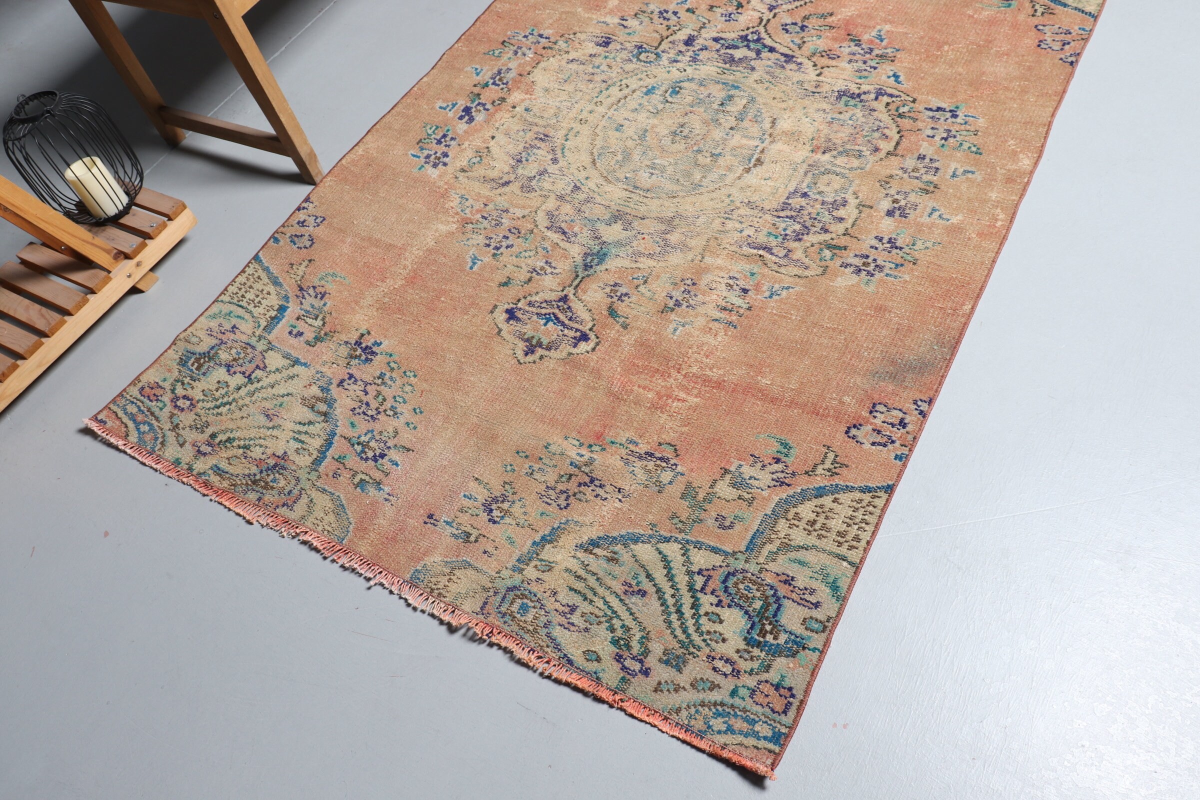 Orange Oushak Rug, Floor Rug, Turkish Rug, Vintage Rugs, Nursery Rugs, Bedroom Rugs, Moroccan Rugs, Home Decor Rugs, 4.4x7.2 ft Area Rugs