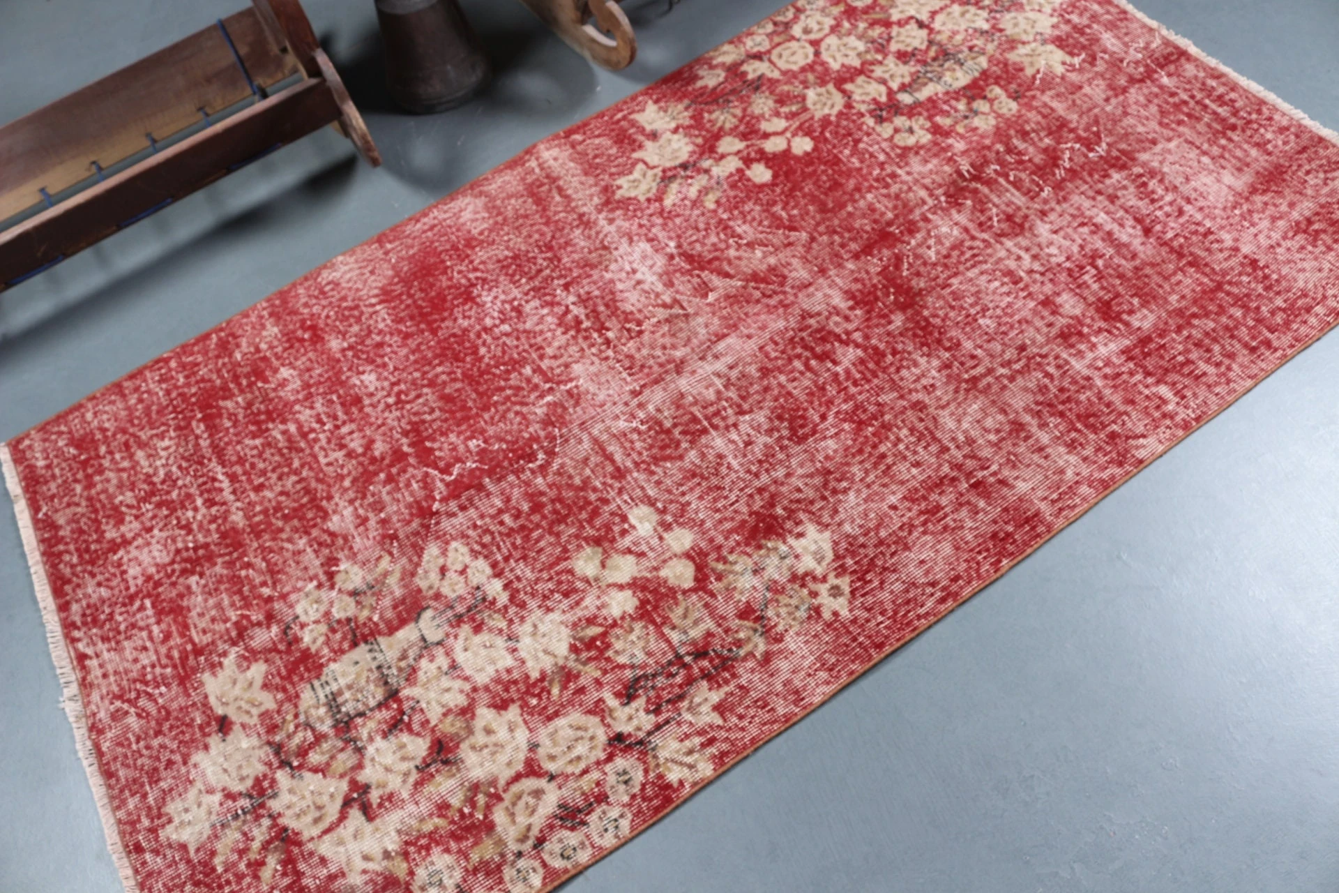 Red Oriental Rug, Rugs for Nursery, Turkish Rugs, Vintage Rug, 3.5x6.6 ft Accent Rug, Oushak Rug, Nursery Rug, Bedroom Rug, Wool Rug