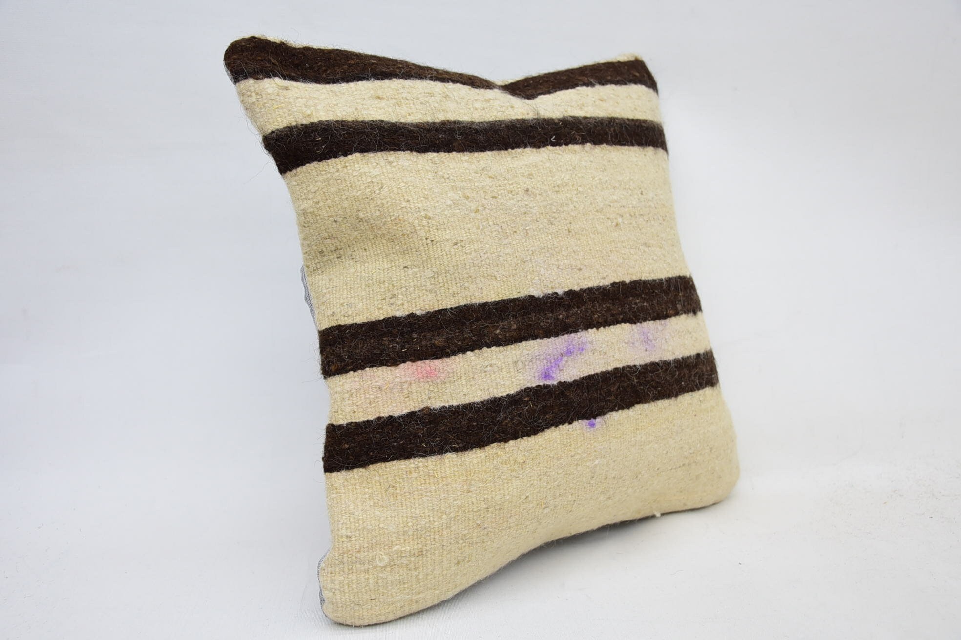 16"x16" Beige Pillow Case, Art Deco Pillow Case, Turkish Pillow, Throw Kilim Pillow, Ethnical Kilim Rug Pillow