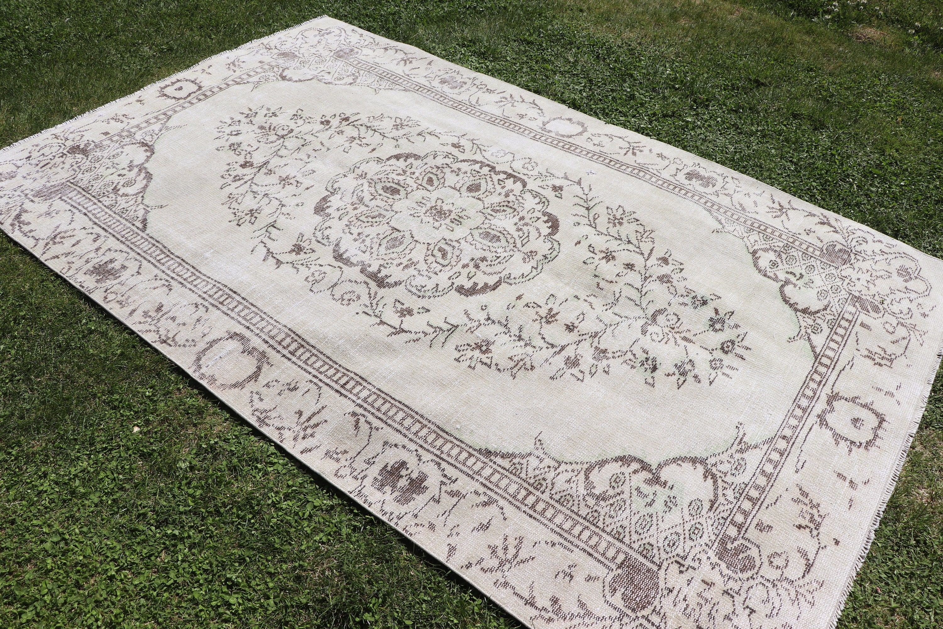 Türk Halıları, Yün Halılar, Vintage Halı, Boho Halılar, Nötr Halılar, Büyük Vintage Halı, Yeşil Fas Halıları, 5.2x8.5 ft Büyük Halı, Yatak Odası Halıları