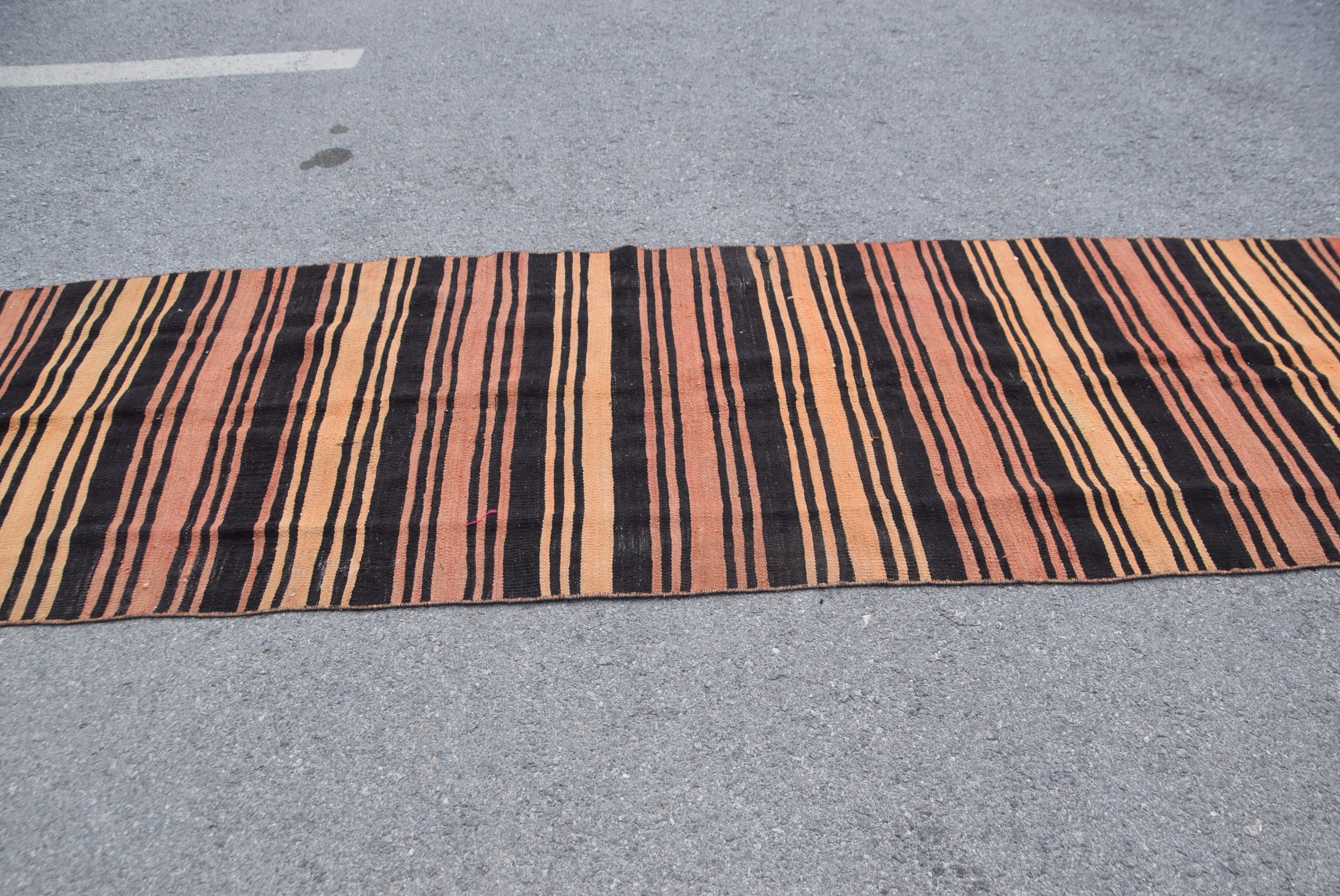 Vintage Rug, Corridor Rug, Old Rugs, Kitchen Rug, Kilim, Turkish Rug, Floor Rug, Orange  3x11.5 ft Runner Rug, Anatolian Rugs