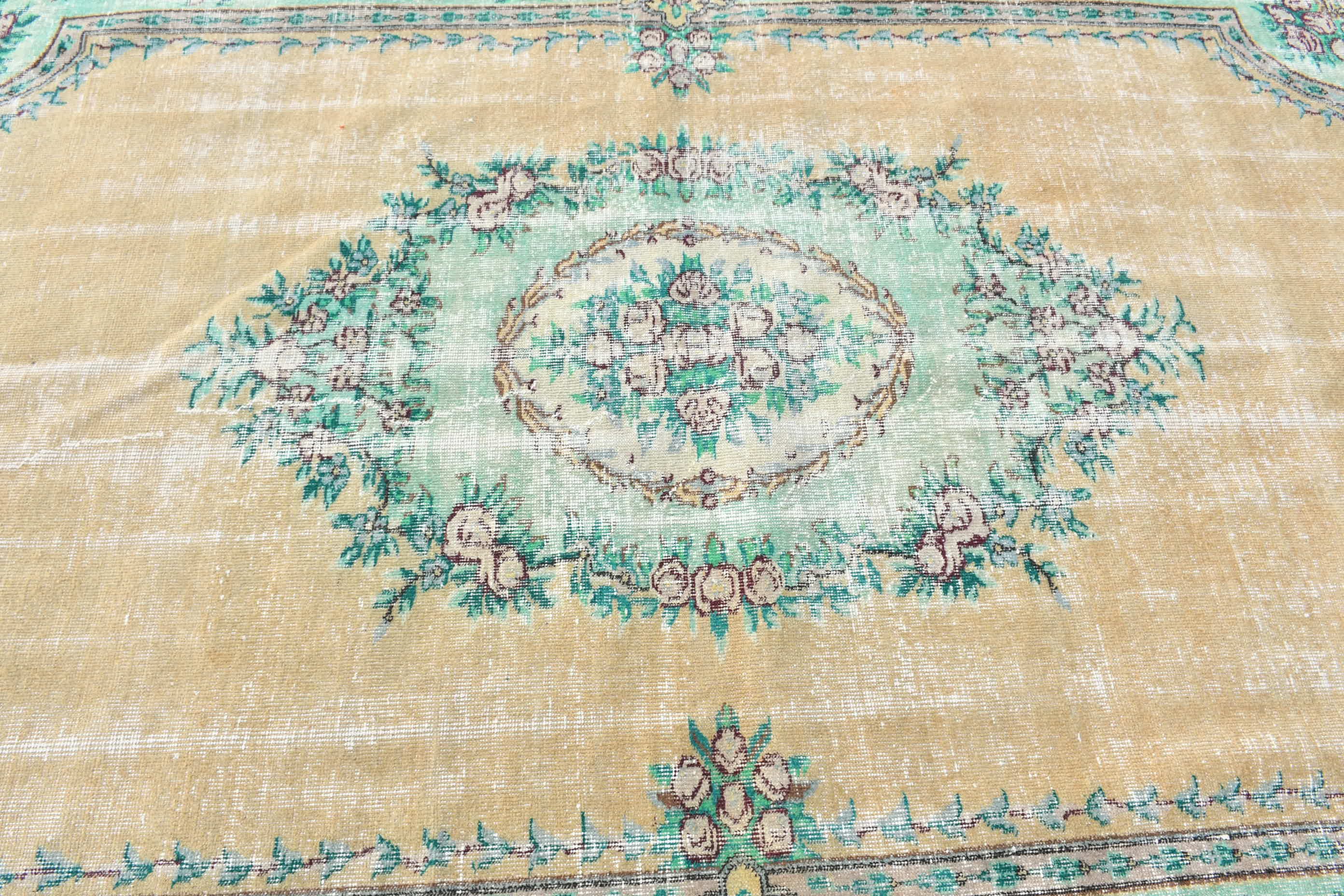 Vintage Halı, Yemek Odası Halıları, Türk Halıları, Ev Dekorasyonu Halıları, Oushak Halısı, Oturma Odası Halısı, 5.8x7.9 ft Büyük Halılar, Kahverengi Yatak Odası Halıları