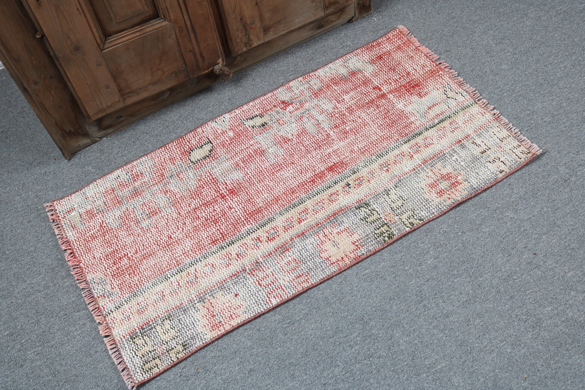 Kitchen Rug, Small Vintage Rugs, Turkish Rug, Vintage Rug, Anatolian Rug, 1.6x3.1 ft Small Rug, Wool Rug, Outdoor Rugs, Red Flatweave Rug