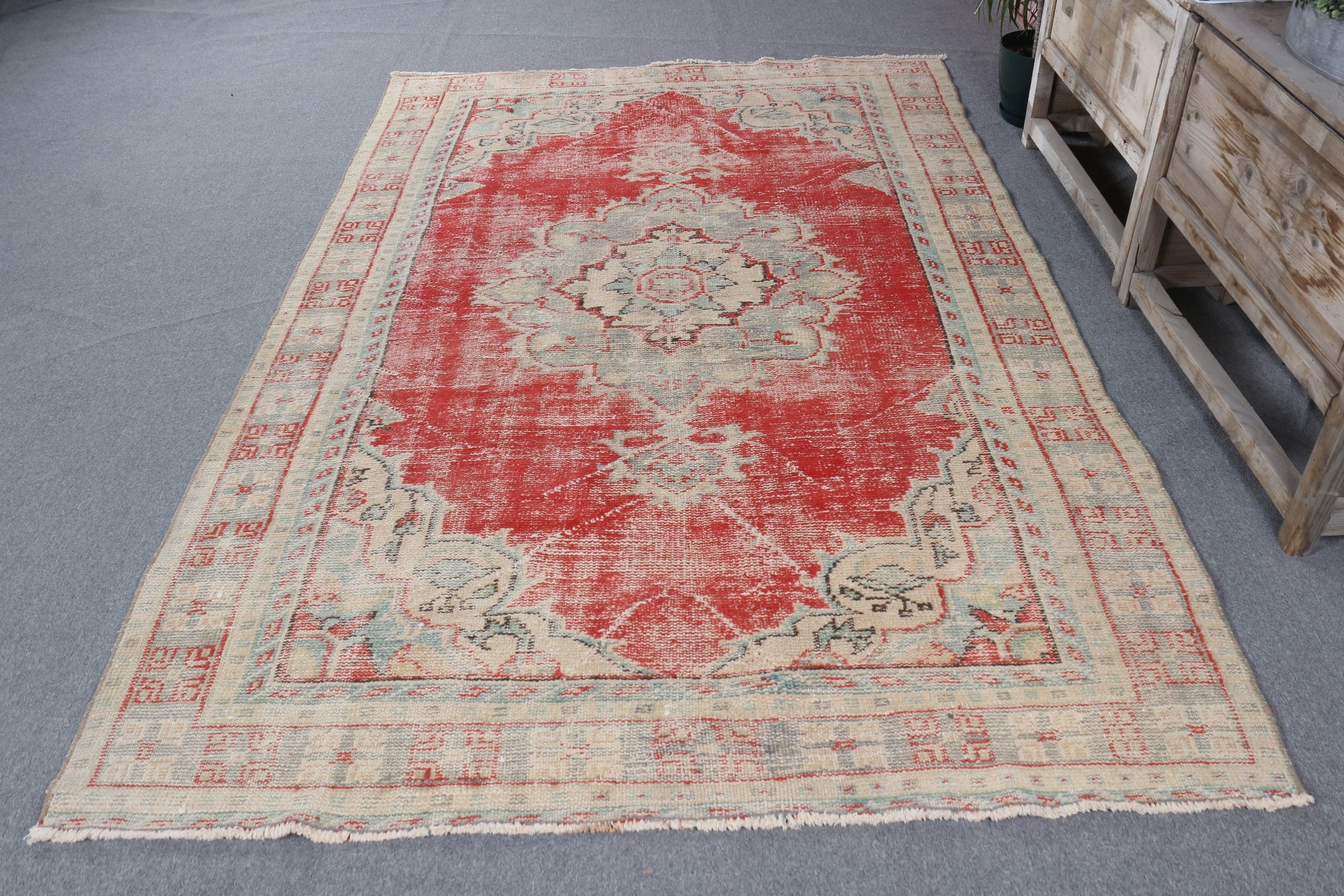 Havalı Halılar, Büyük Boho Halı, El Dokuma Halı, Türk Halısı, 5.6x8.6 ft Büyük Halı, Büyük Vintage Halılar, Vintage Halı, Kırmızı Yatak Odası Halıları, Türkiye Halısı